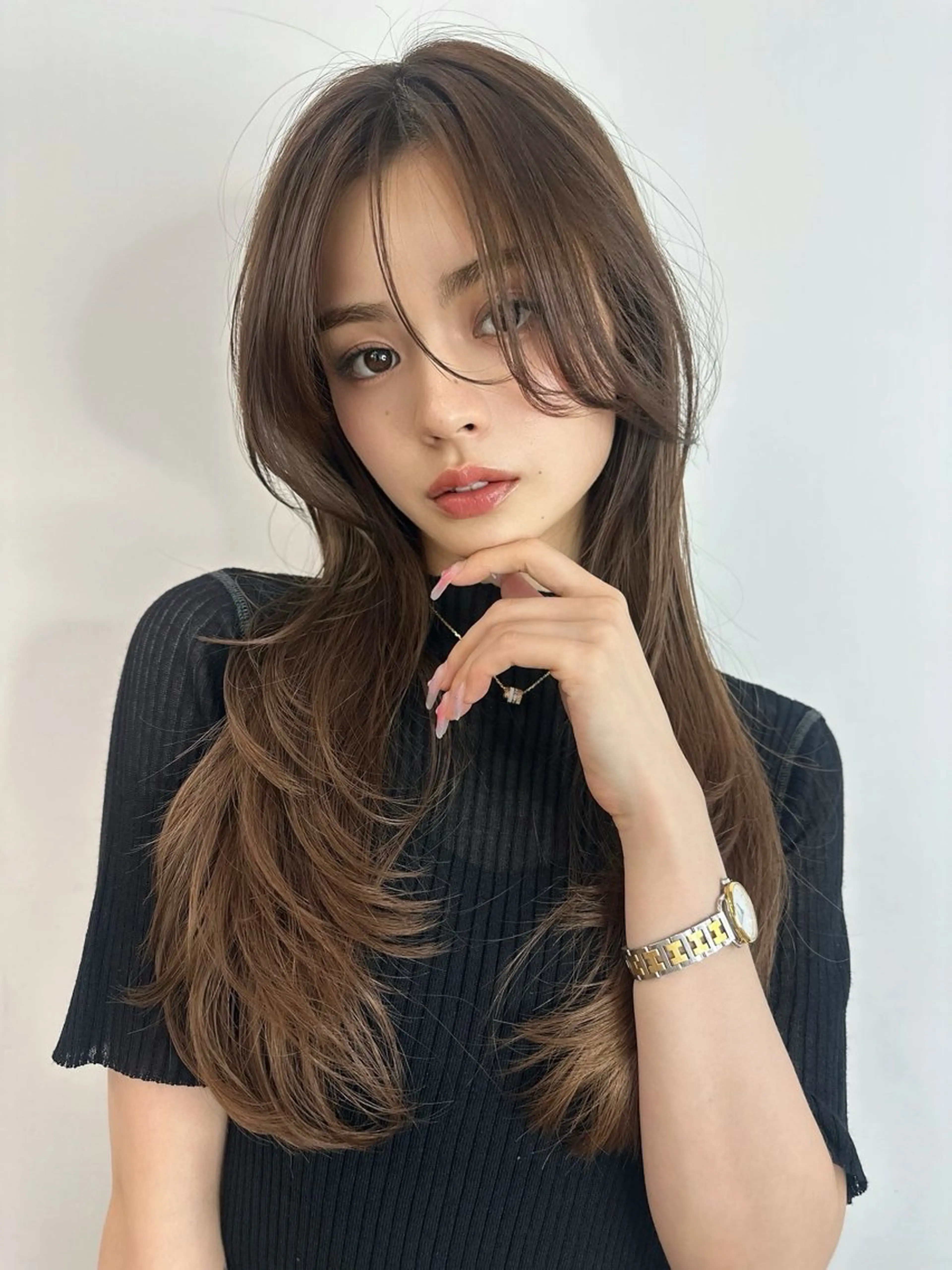 セミロング カラー ブリーチ ケアブリーチ 透明感カラー ダブルカラー ハイライトカラー カット ヘアカラー トリートメント 韓国風×透明感カラー 髪質改善オタベシンヤのヘアスタイル