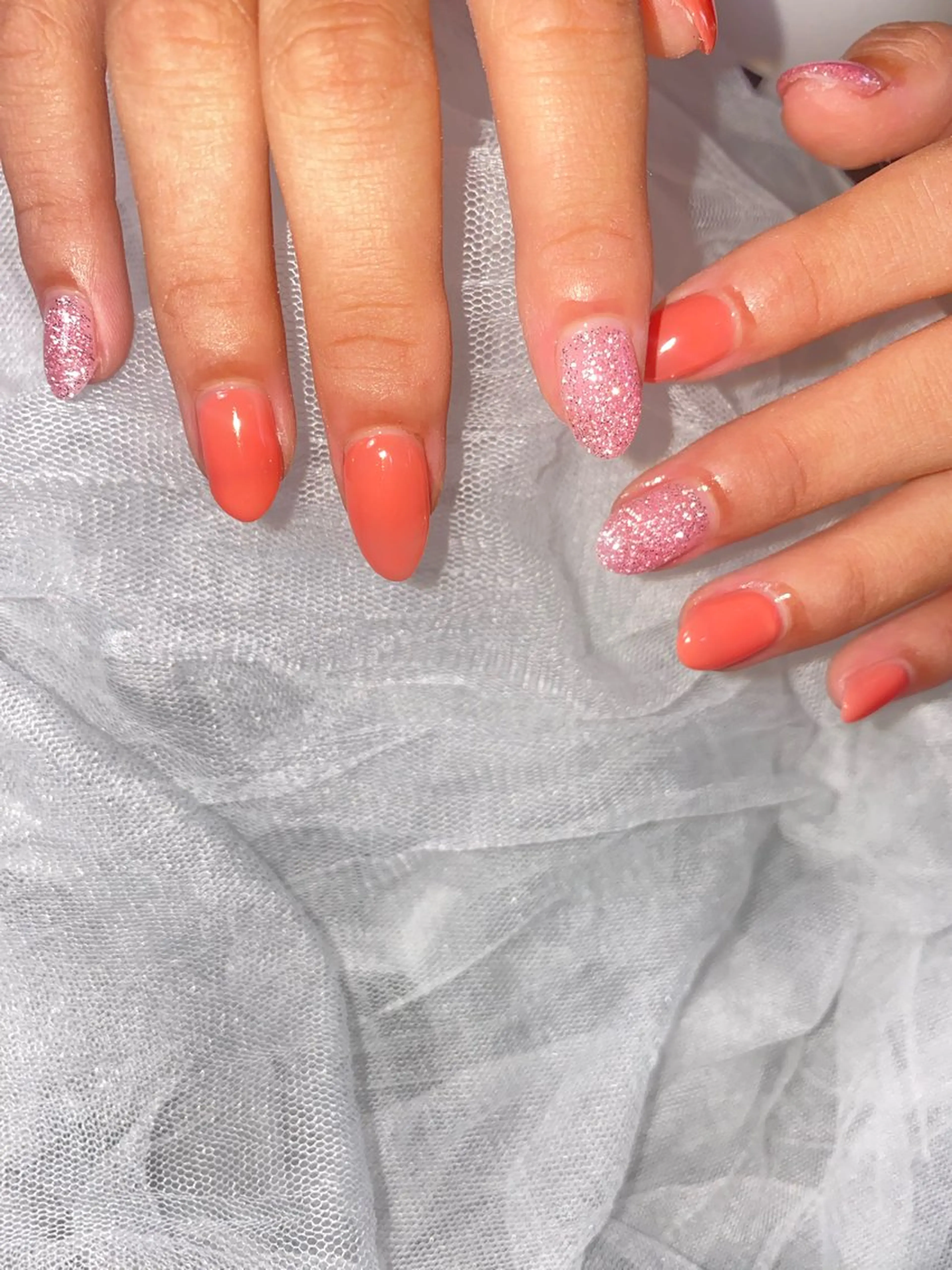 ネイル ピンク 赤色 春ネイル ハンドネイル Ｌｉｔ .のネイルデザイン