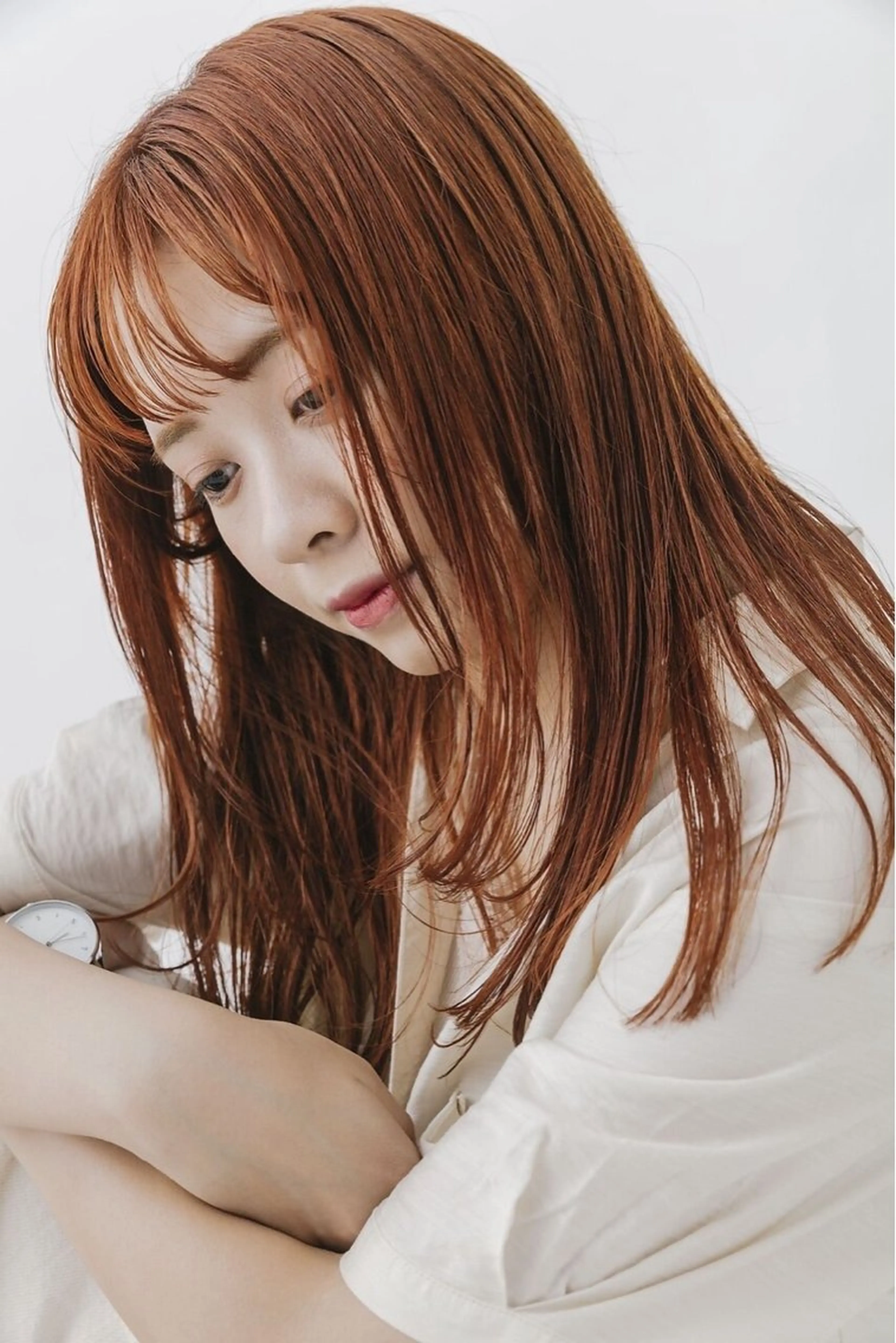 セミロング カラー 髪質改善 縮毛矯正 トリートメント 髪質改善アンジュール ひかりのヘアスタイル