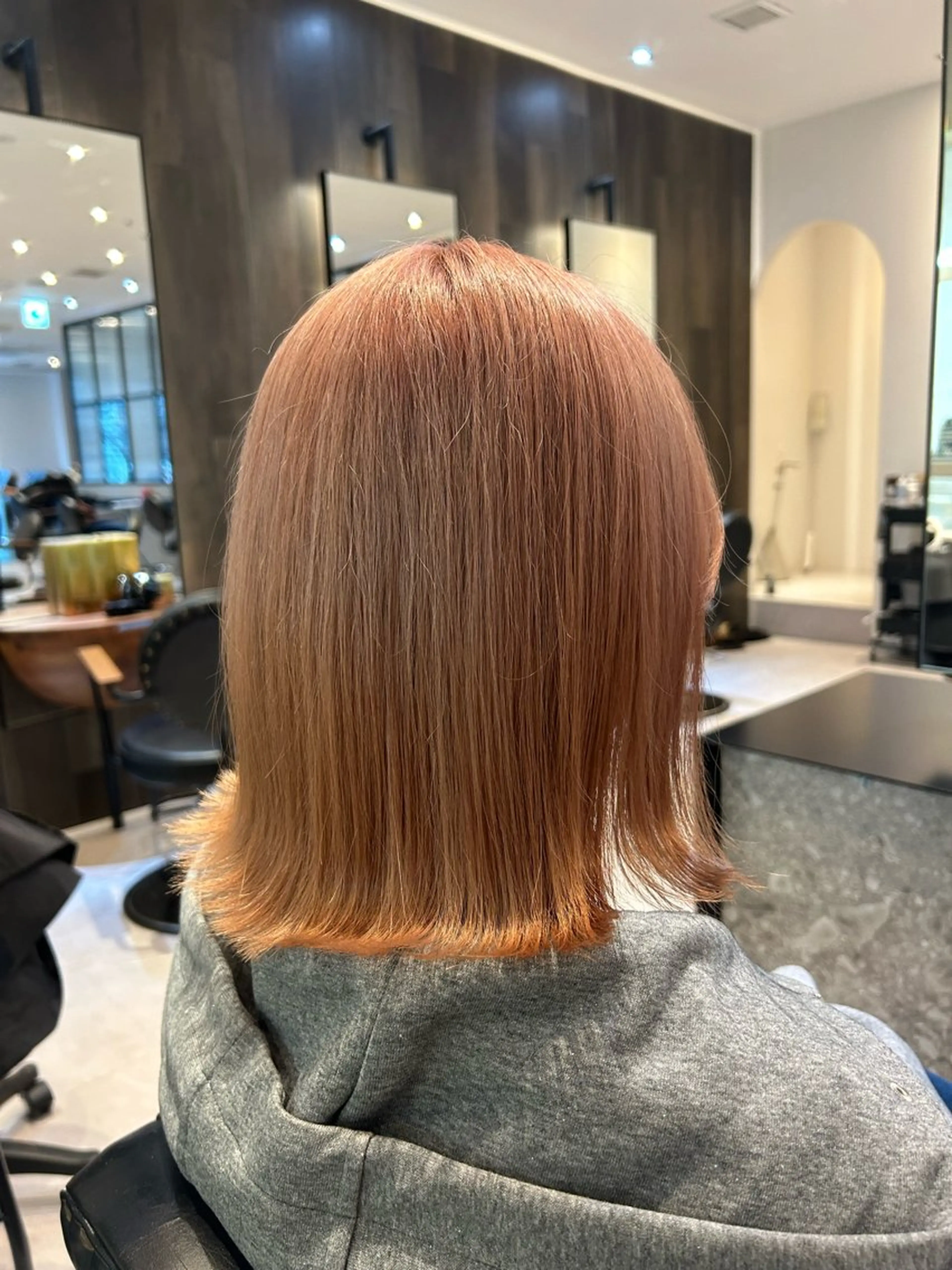 ミディアム カラー ヘアアレンジ ベージュカラー ピンクカラー ピンクベージュ 縮毛矯正/カット/ 韓国ヘア/蛯原🍤のヘアスタイル