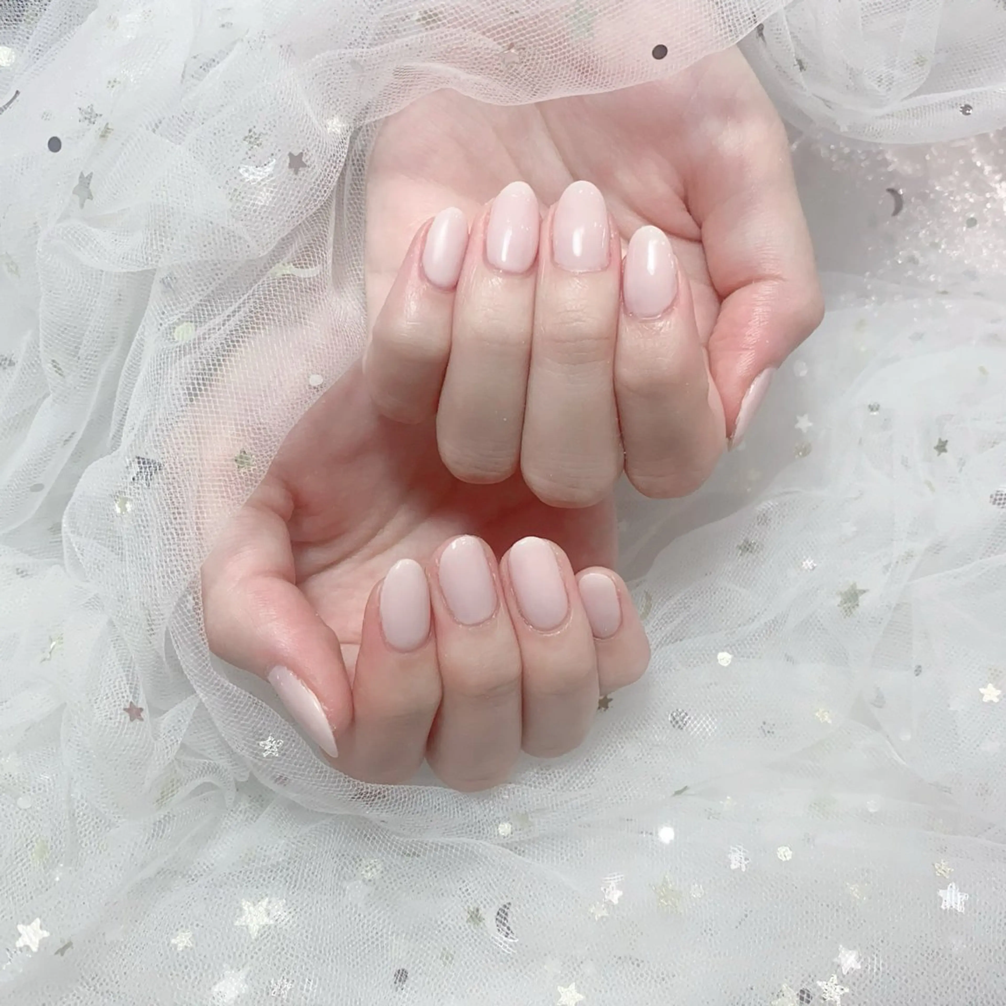 ネイル アートネイル フラッシュネイル フレンチネイル ジェルネイル ガラスフレンチ M2 BEAUTY アユミのネイルデザイン