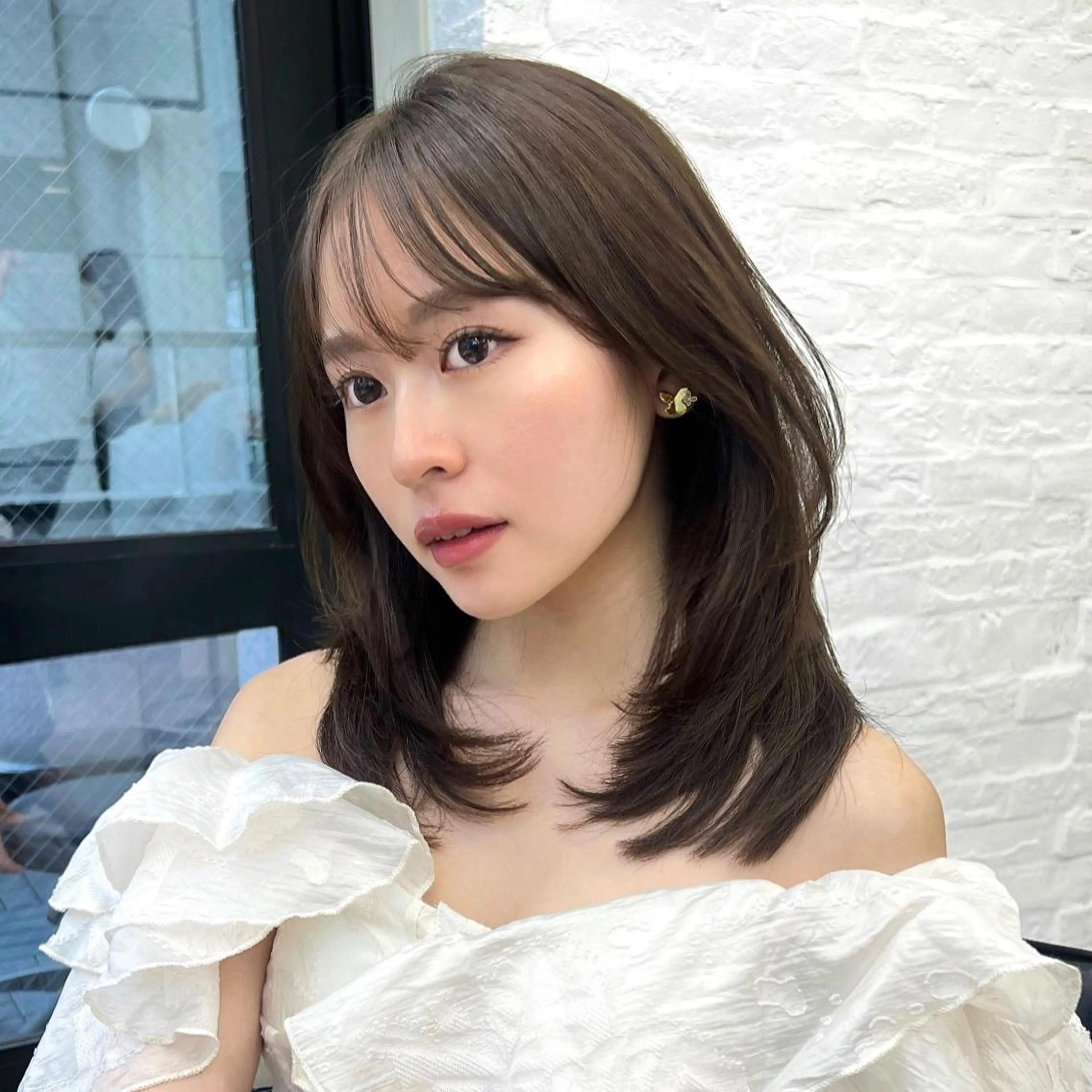 セミロング カラー ヘアカラー トリートメント 韓国ヘア♡ 顔まわりカットayaのヘアスタイル
