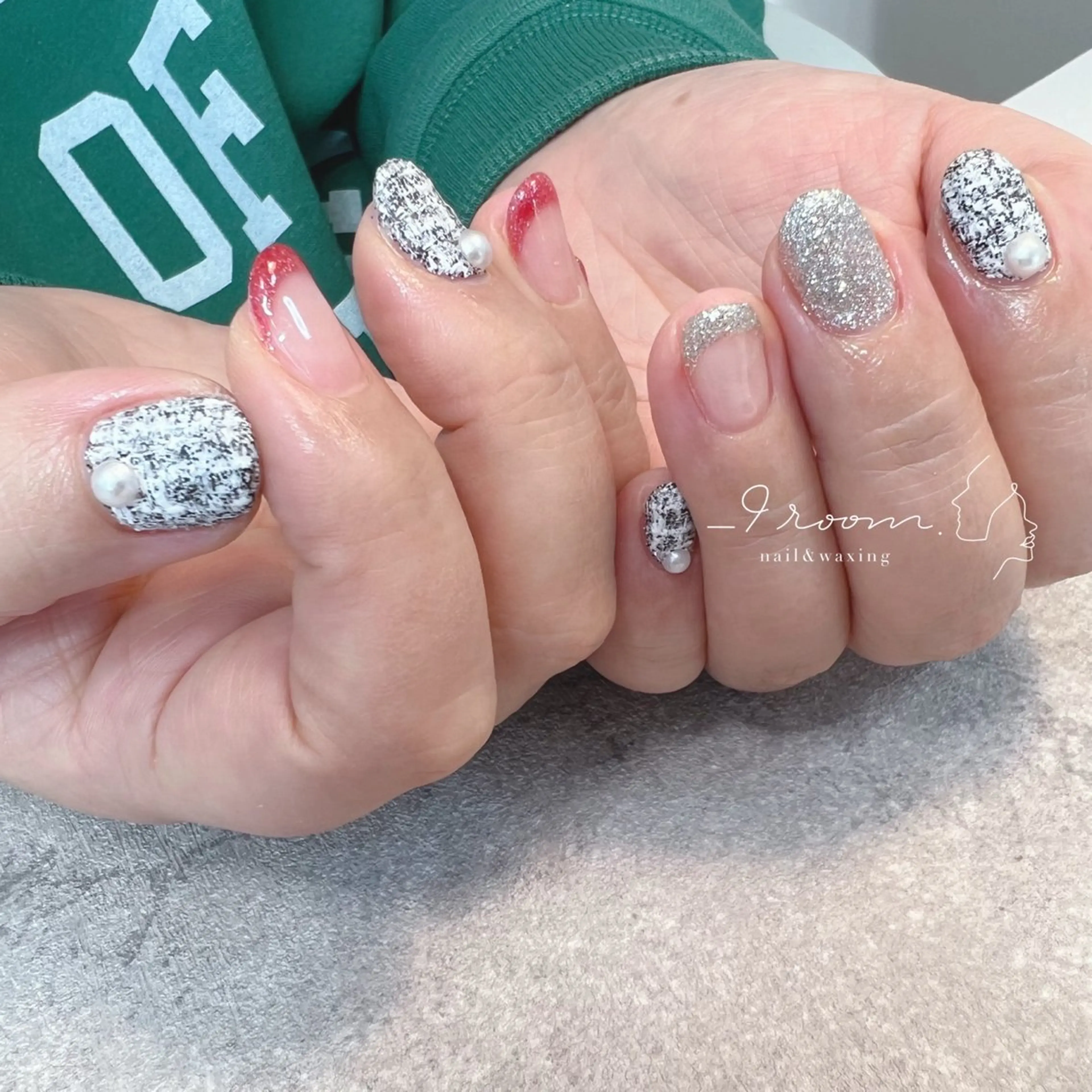 ネイル フレンチネイル ツイードネイル 冬ネイル _9 room. Yoshimiのネイルデザイン