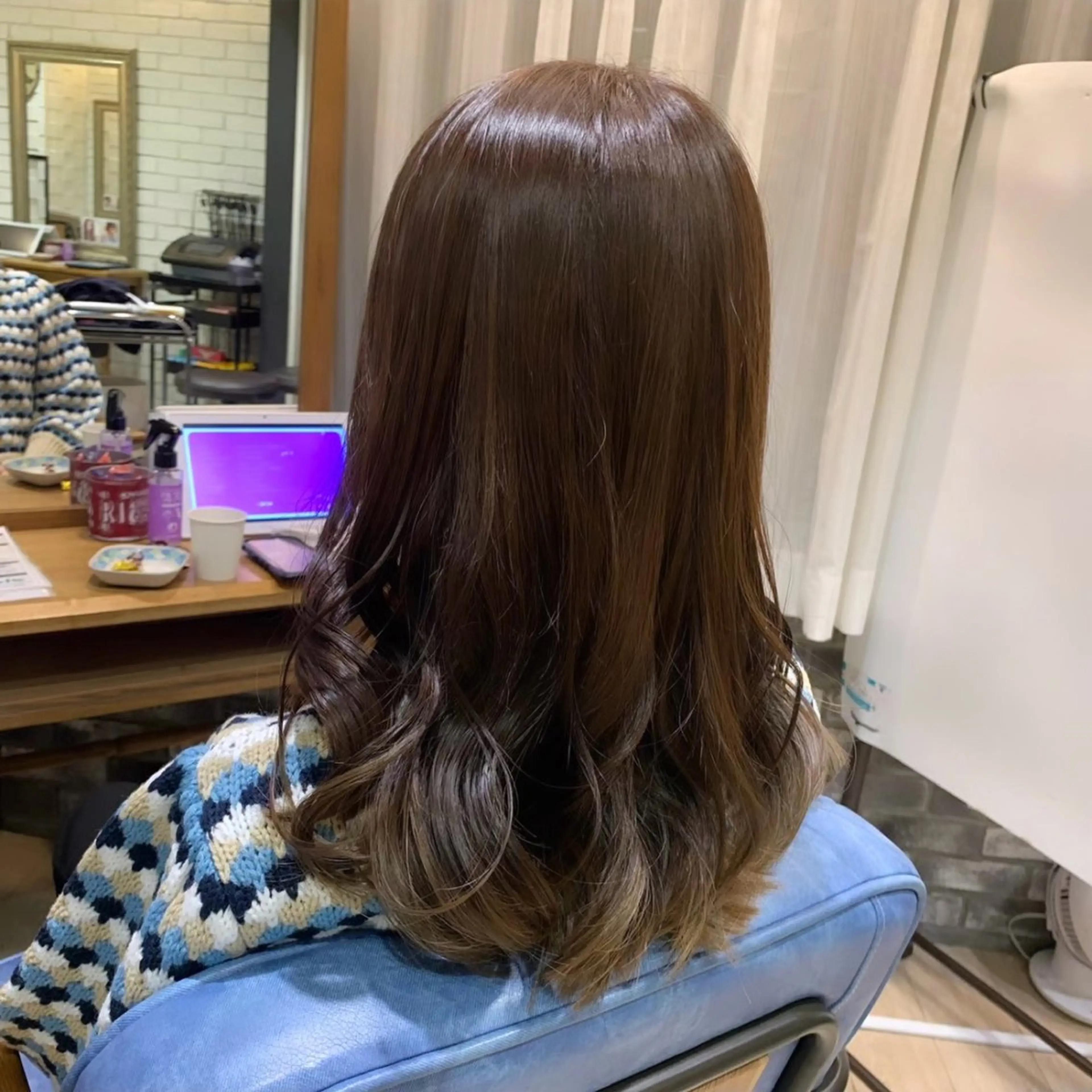 セミロング カラー アッシュ ベージュカラー 似合わせカット得意 💛RENA💛のヘアスタイル