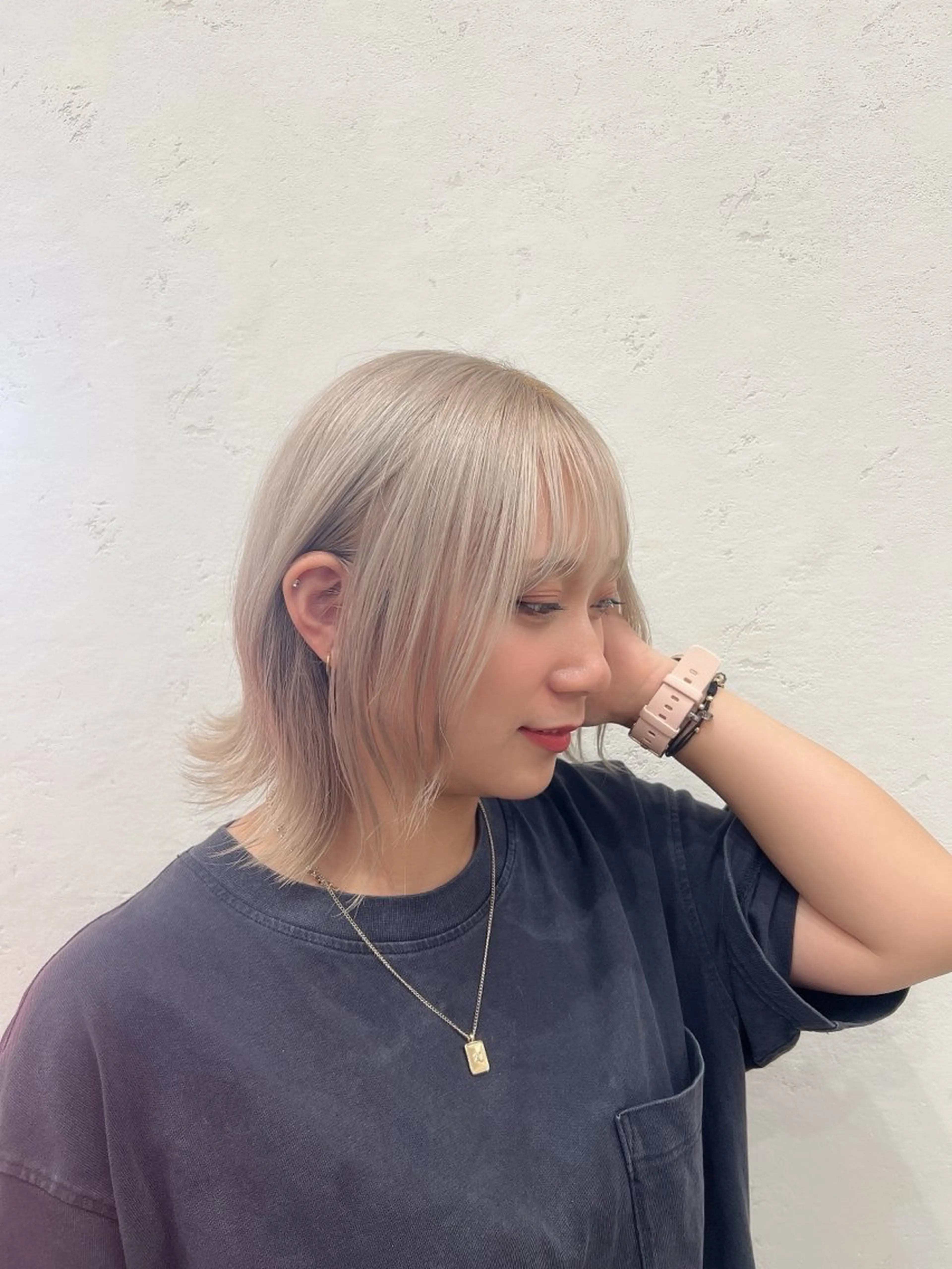 ミディアム カラー ブリーチ ケアブリーチ ヘアカラー 太白区/白髪ぼかし ハイライト/千葉達人のヘアスタイル