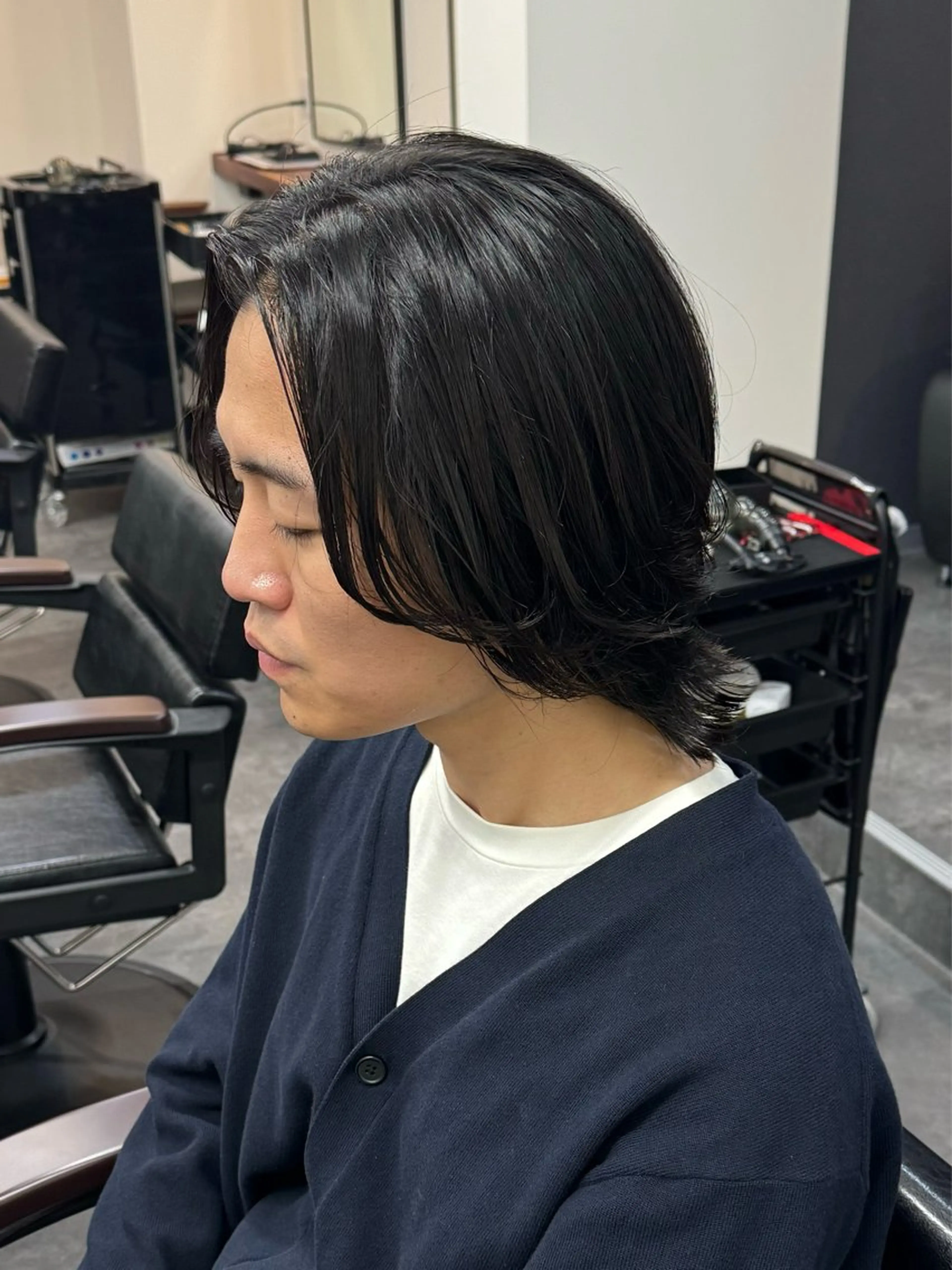 ミディアム メンズ ボブレイヤー ボブ レイヤーカット カット パーマ 柏メンズカットパーマ NO.1タイチのヘアスタイル