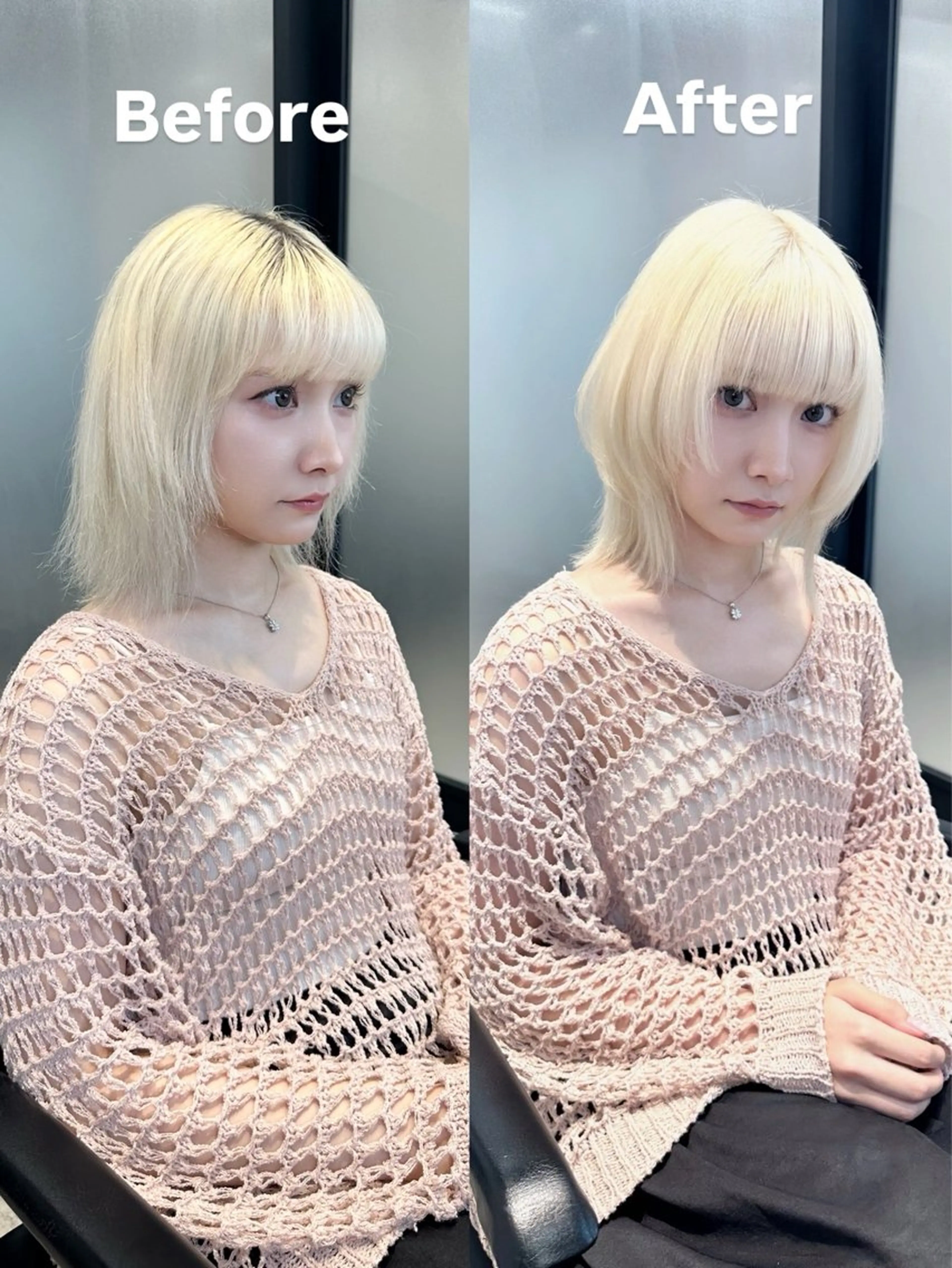 ミディアム ヘアカラー トリートメント SALOWIN 銀座店所属・艶髪ハイトーン ちひろ🌙+.°のヘアスタイル