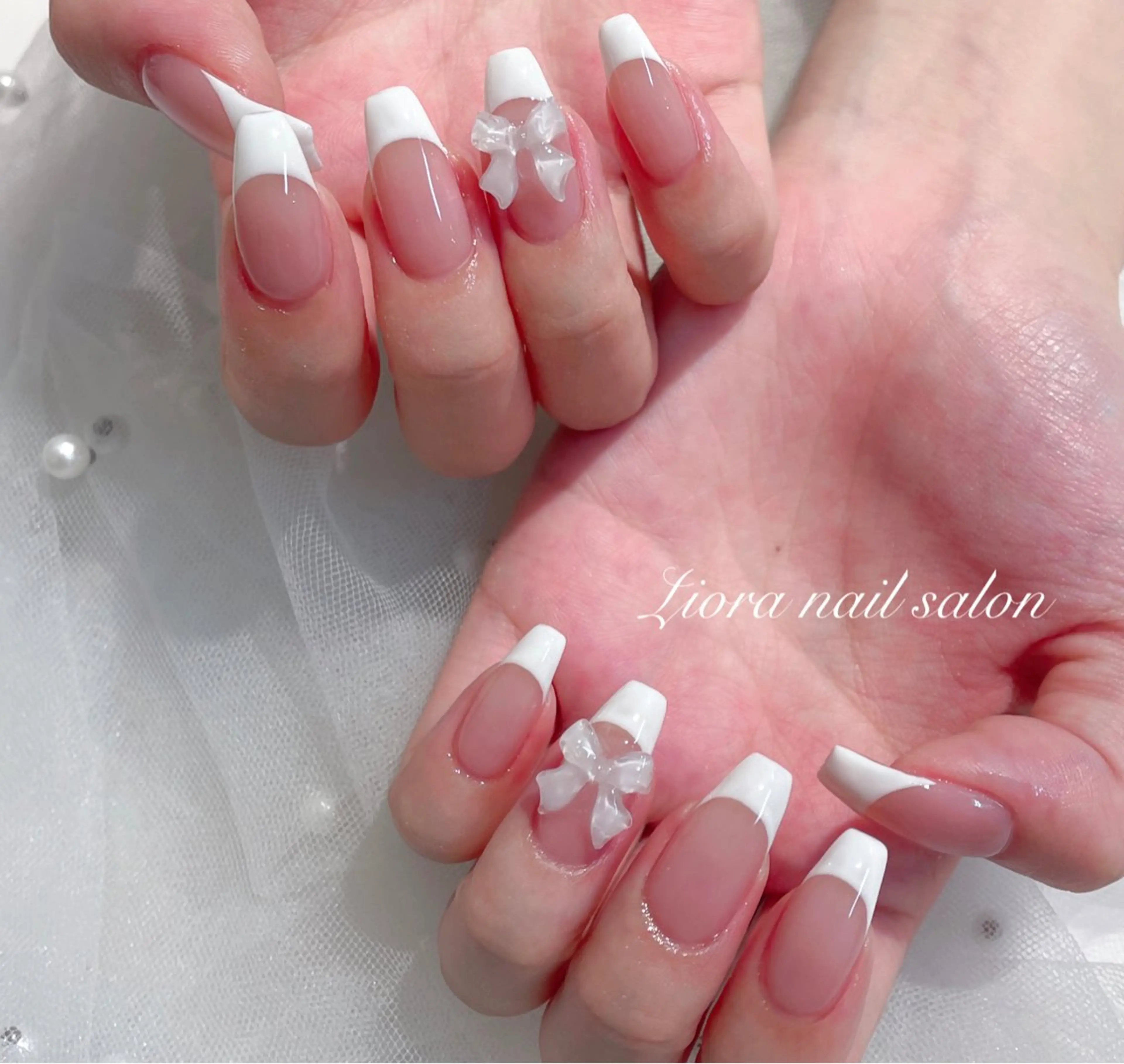 ネイル フレンチネイル ジェルネイル ガーリー グラデーション キラキラネイル ハンドネイル Liora nail スカルプ専門店のネイルデザイン