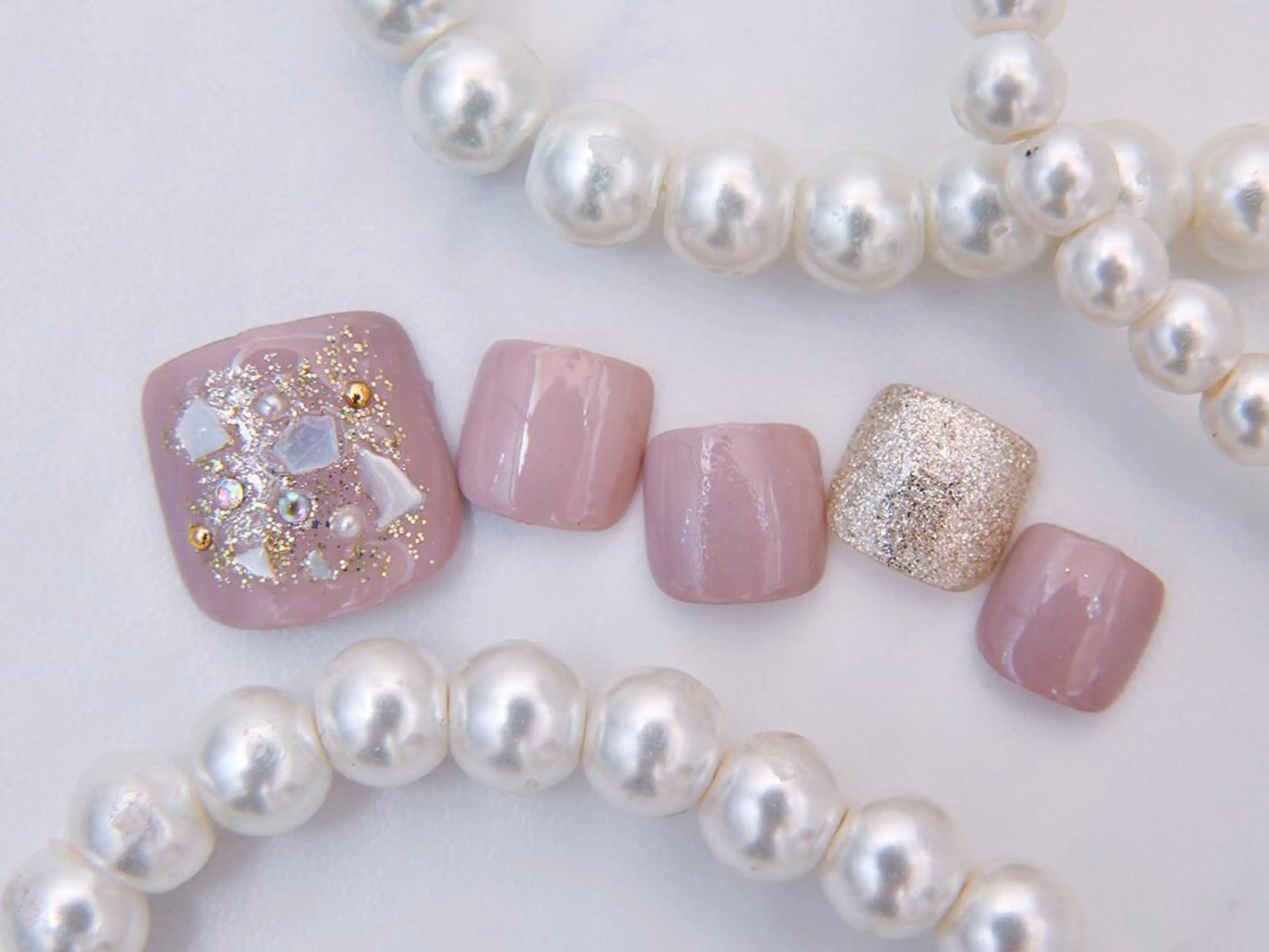 ネイル 桜ネイル 長さ出し フットネイル スカルプネイル 💗🪽Tiary Nail🪽💗のネイルデザイン