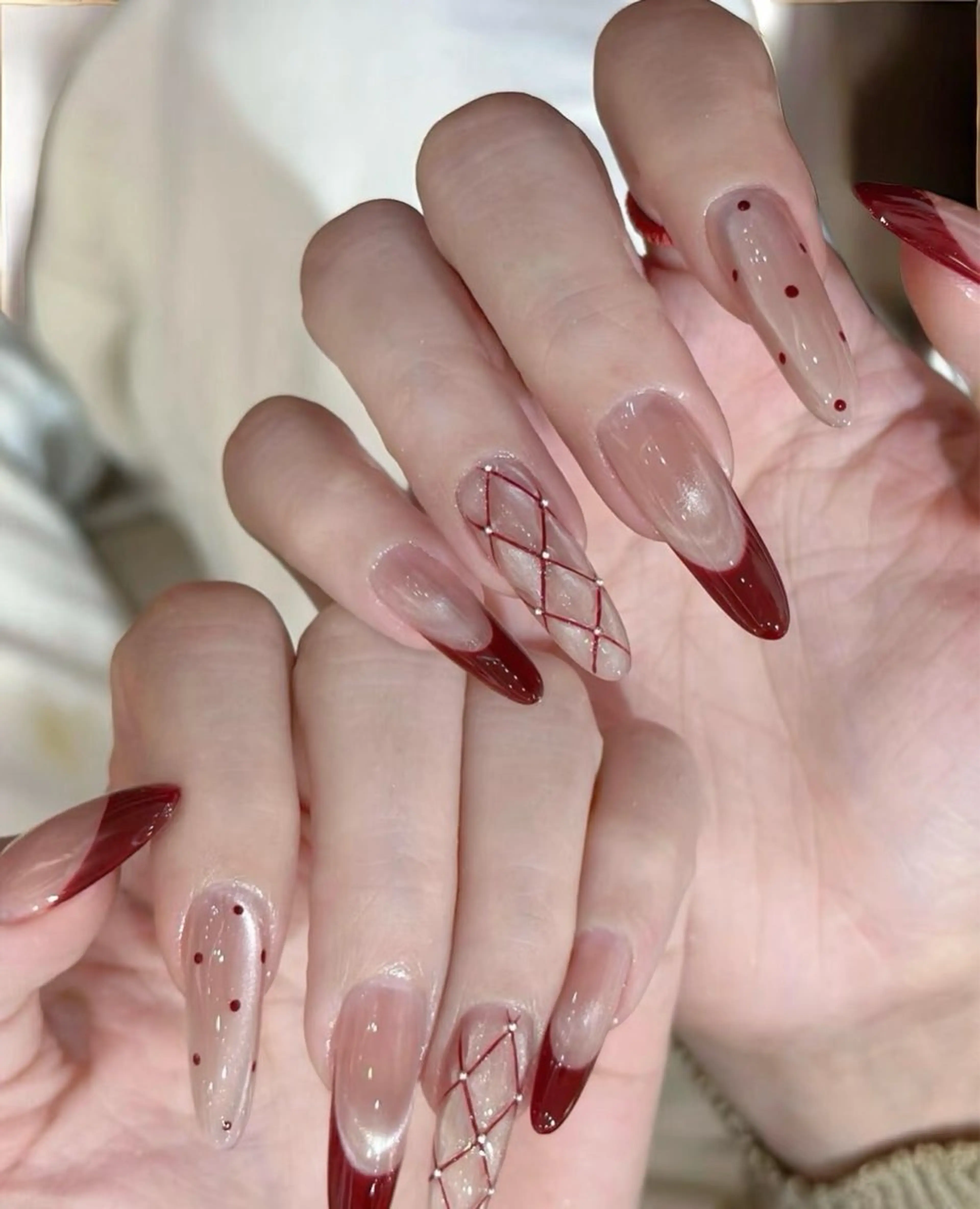 ネイル アートネイル オーロラネイル チークネイル フレンチネイル ガラスフレンチ ハンドネイル 🎀🎀YooLi Nail Salonのネイルデザイン