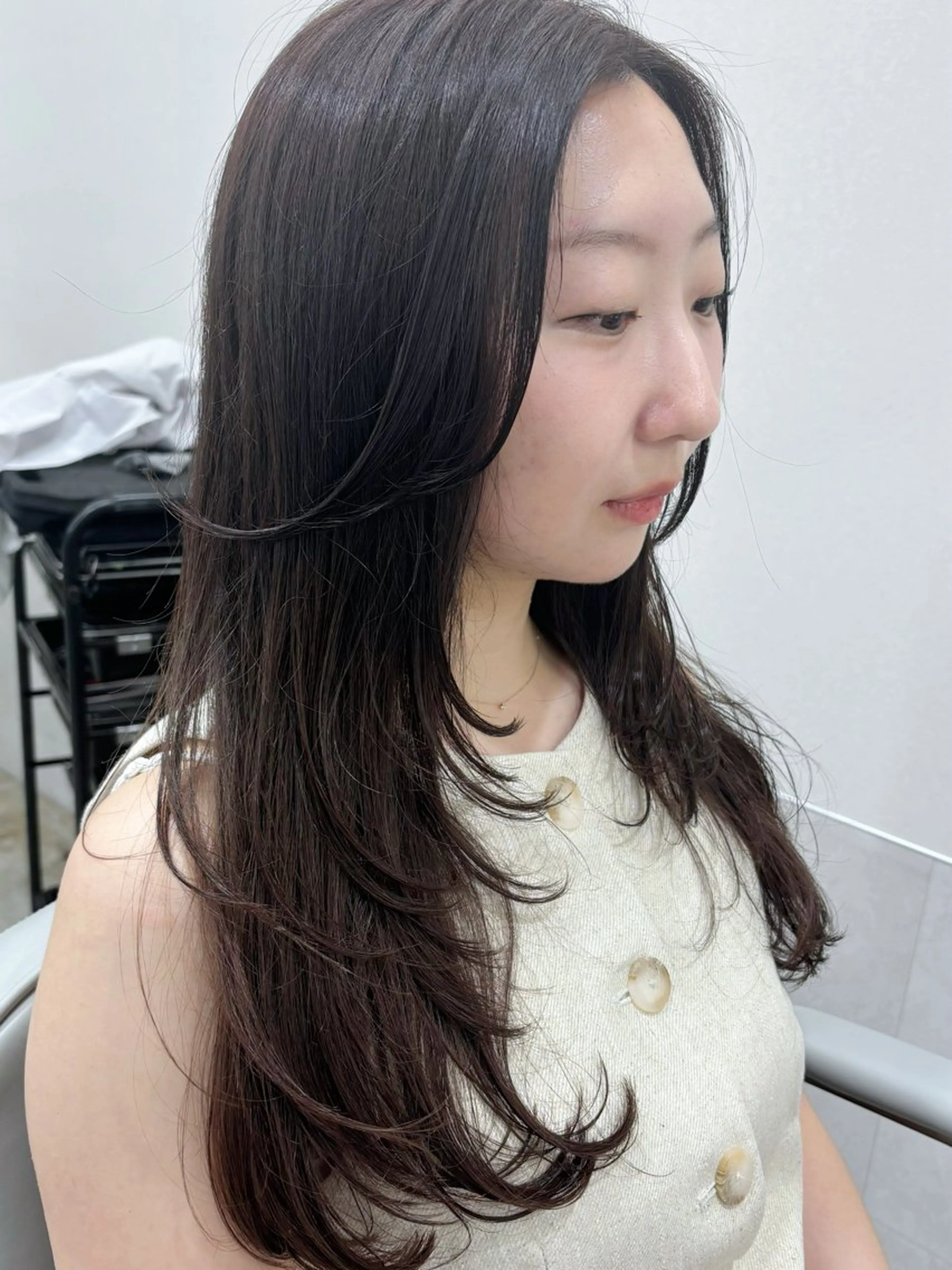 ロング レイヤーカット ワンホンレイヤー makoto⌇レイヤ ー⌇艶カラー🍒‎のヘアスタイル