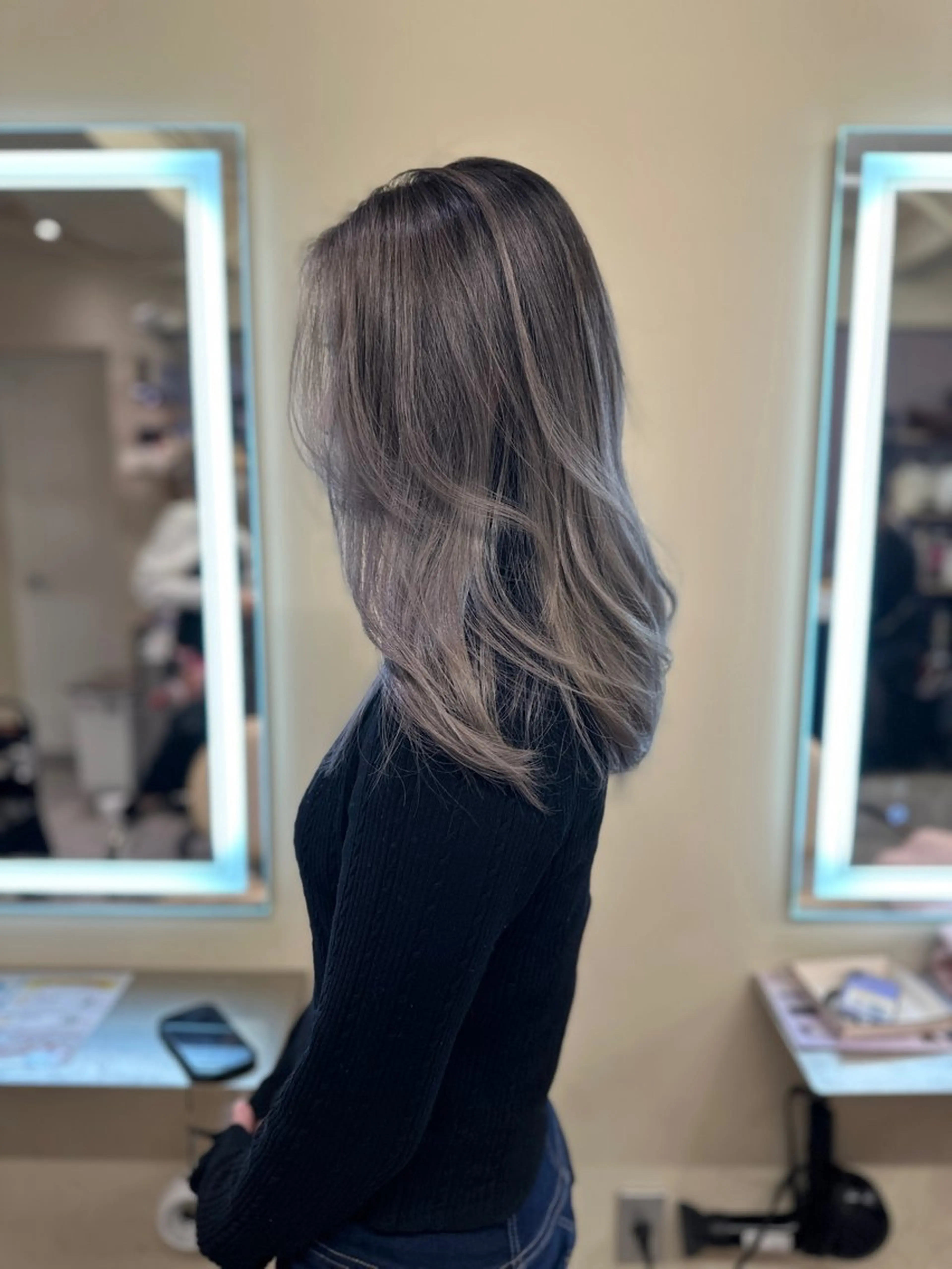 ロング カラー アディクシーカラー バレイヤージュ ブリーチ デザインカラー ダブルカラー カット ヘアカラー トリートメント opus 店長大和 レイヤー/赤み消しのヘアスタイル