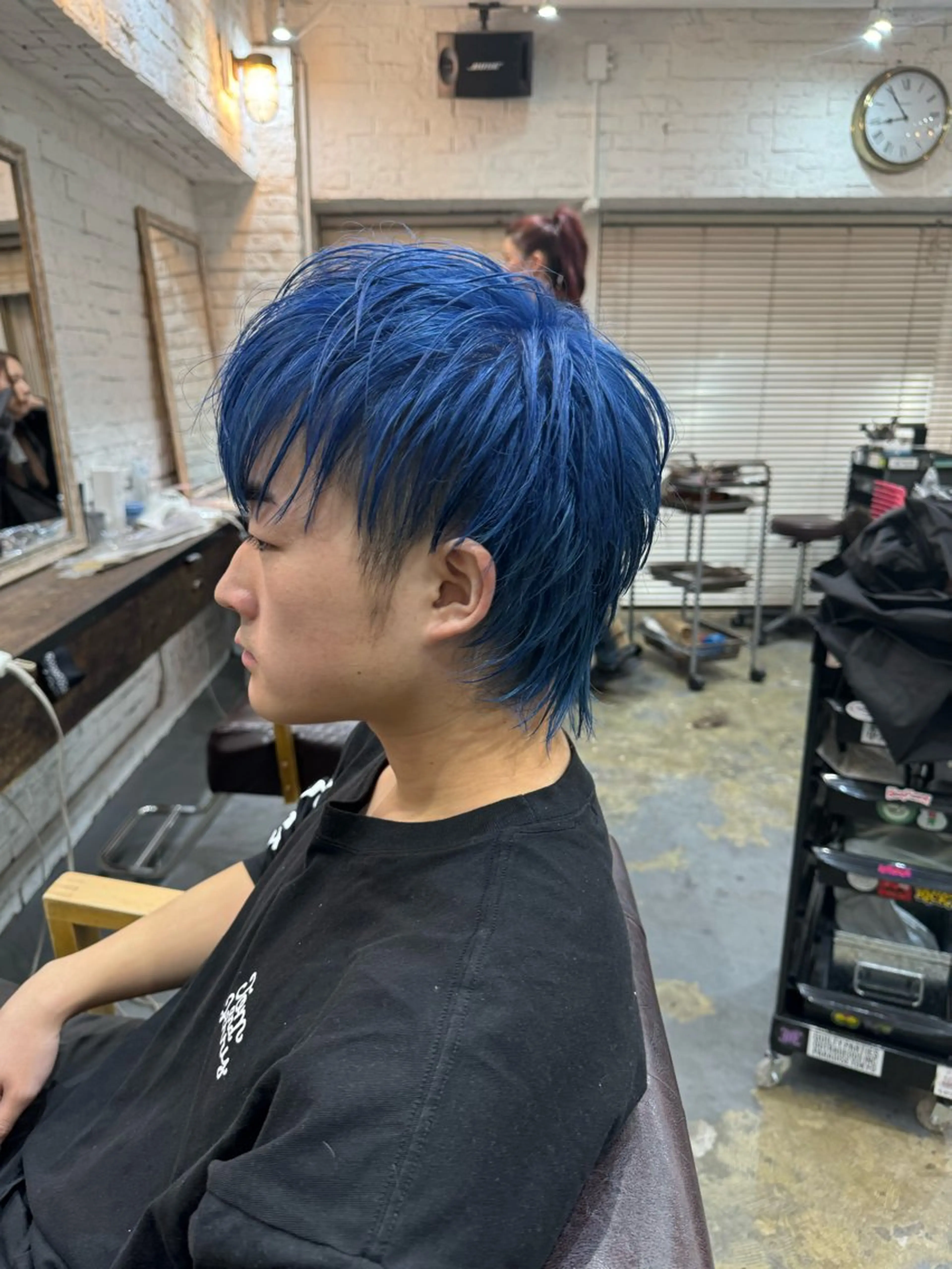 ショート カラー メンズ メンズブリーチ センターパート ダウンパーマ フェードカット メンズハイライト カット ヘアカラー トリートメント 💈メンズ特化💈 TASUKUのヘアスタイル