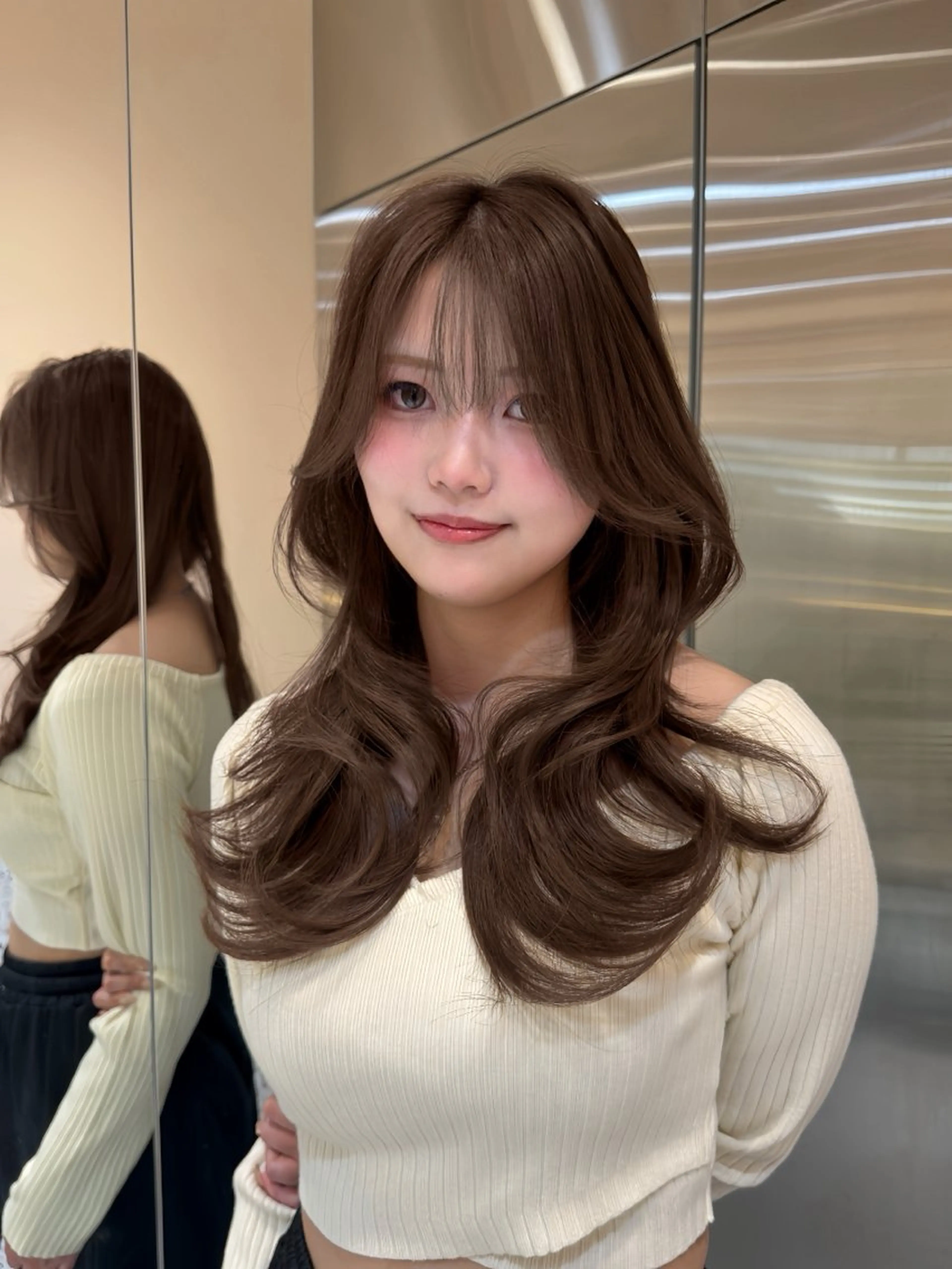 ロング カラー カット ヘアカラー トリートメント 今っぽレイヤーカット グレージュ/リョウヤのヘアスタイル