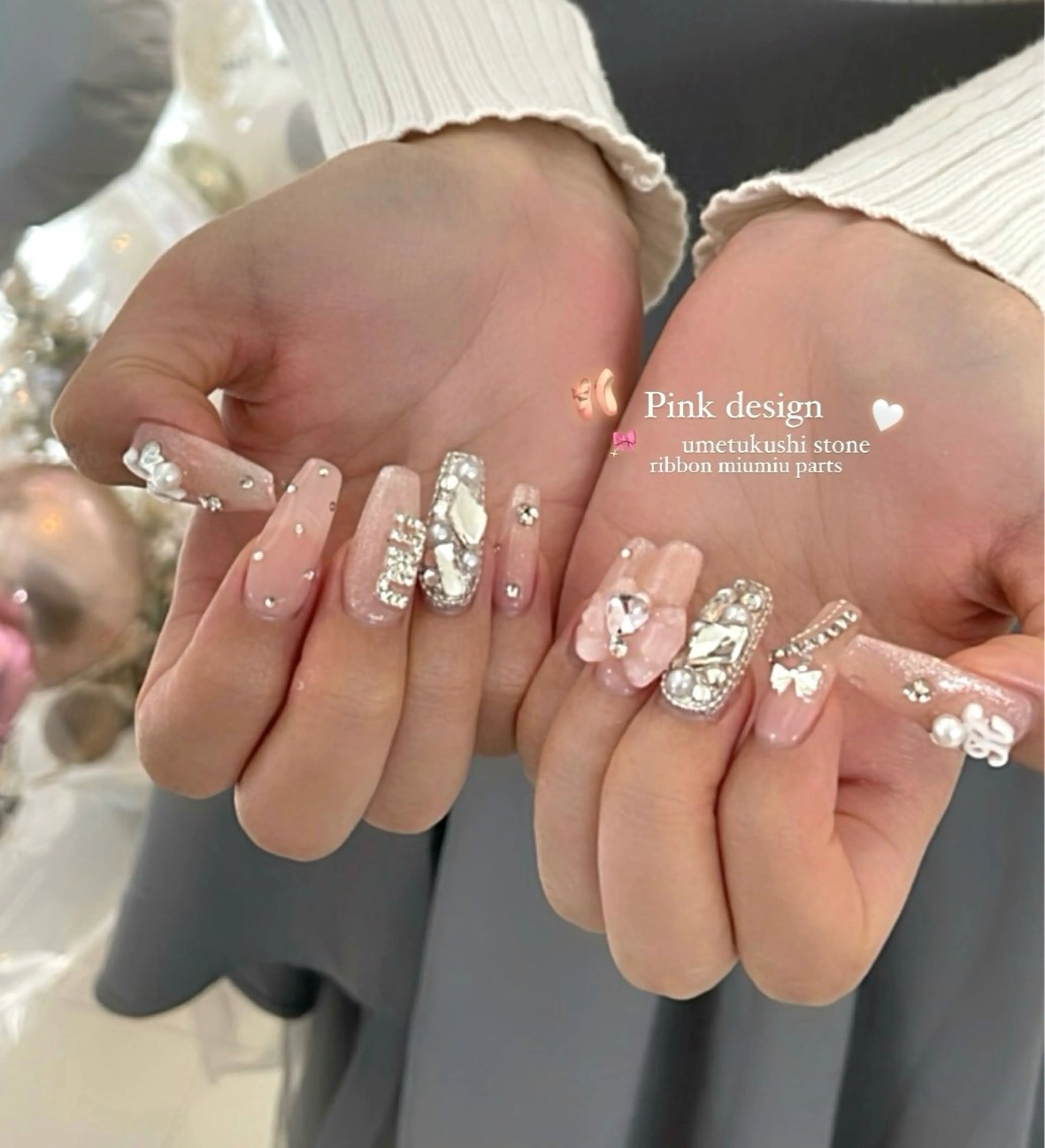 ネイル ガーリー ピンク ハンドネイル nail salon Lunasisのネイルデザイン