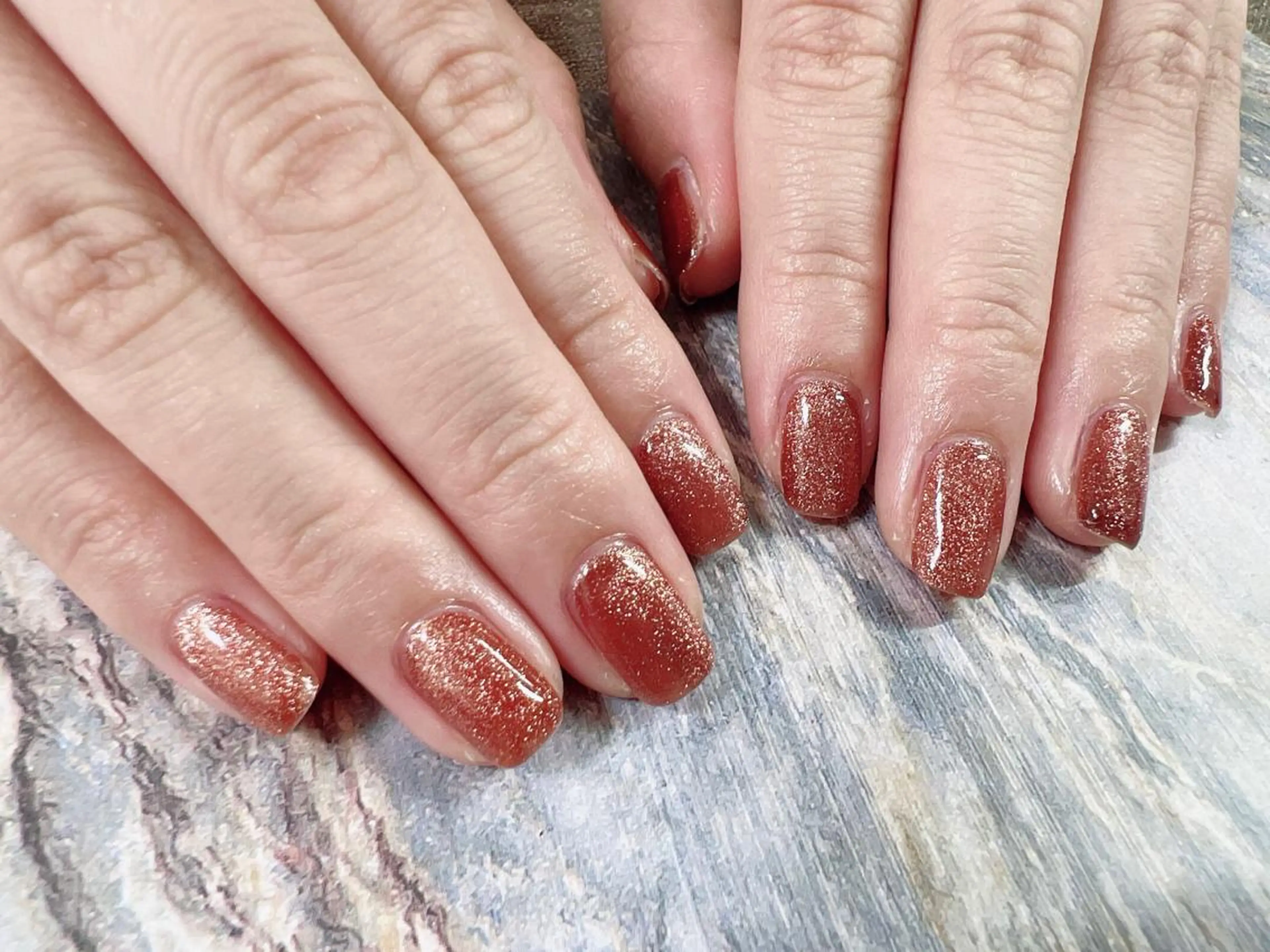 ネイル ブラウン マグネットネイル kikinail 溝の口のネイルデザイン