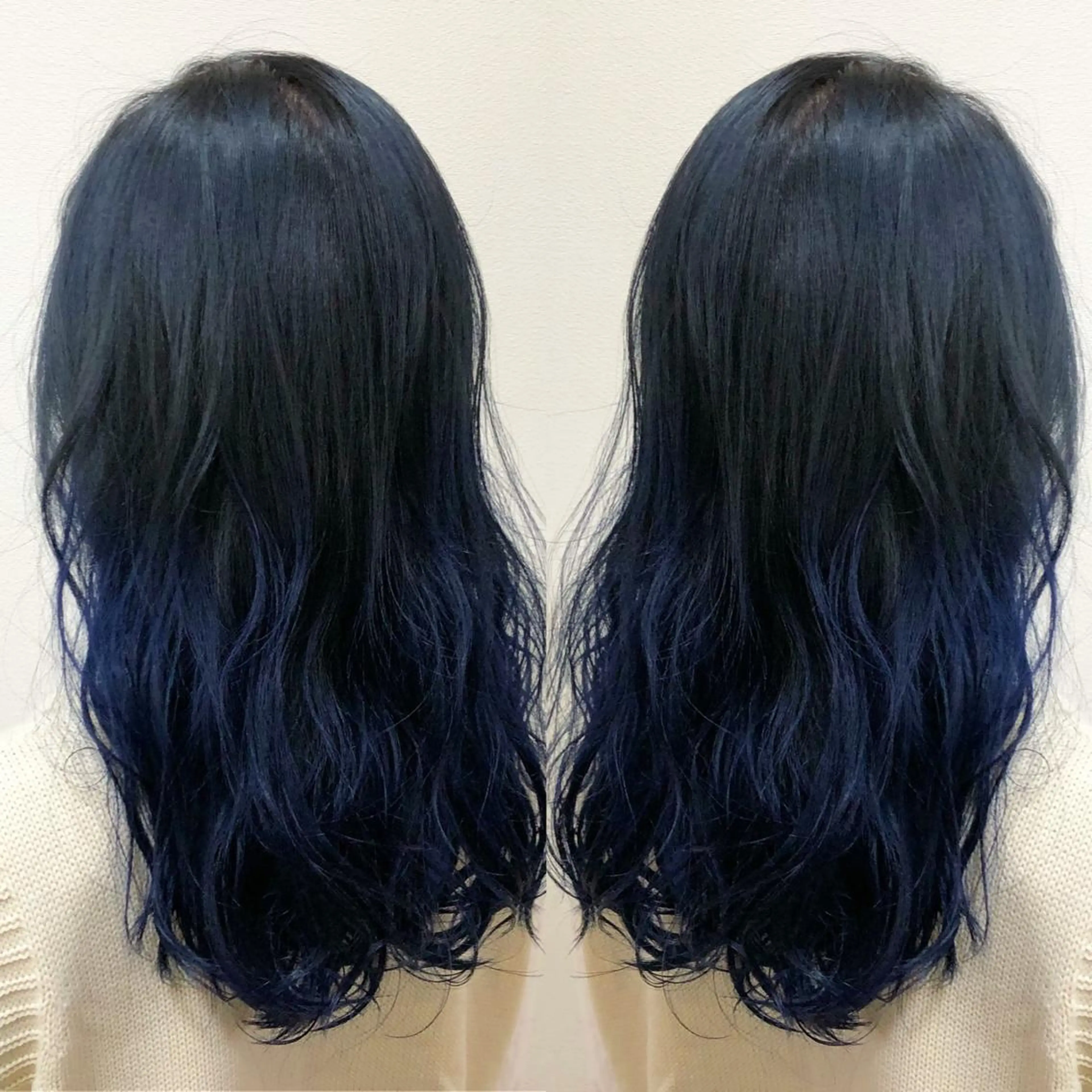 セミロング カラー グラデーションカラー ネイビーカラー カット ヘアカラー トリートメント ブリーチ特化 梅田本多翔のヘアスタイル