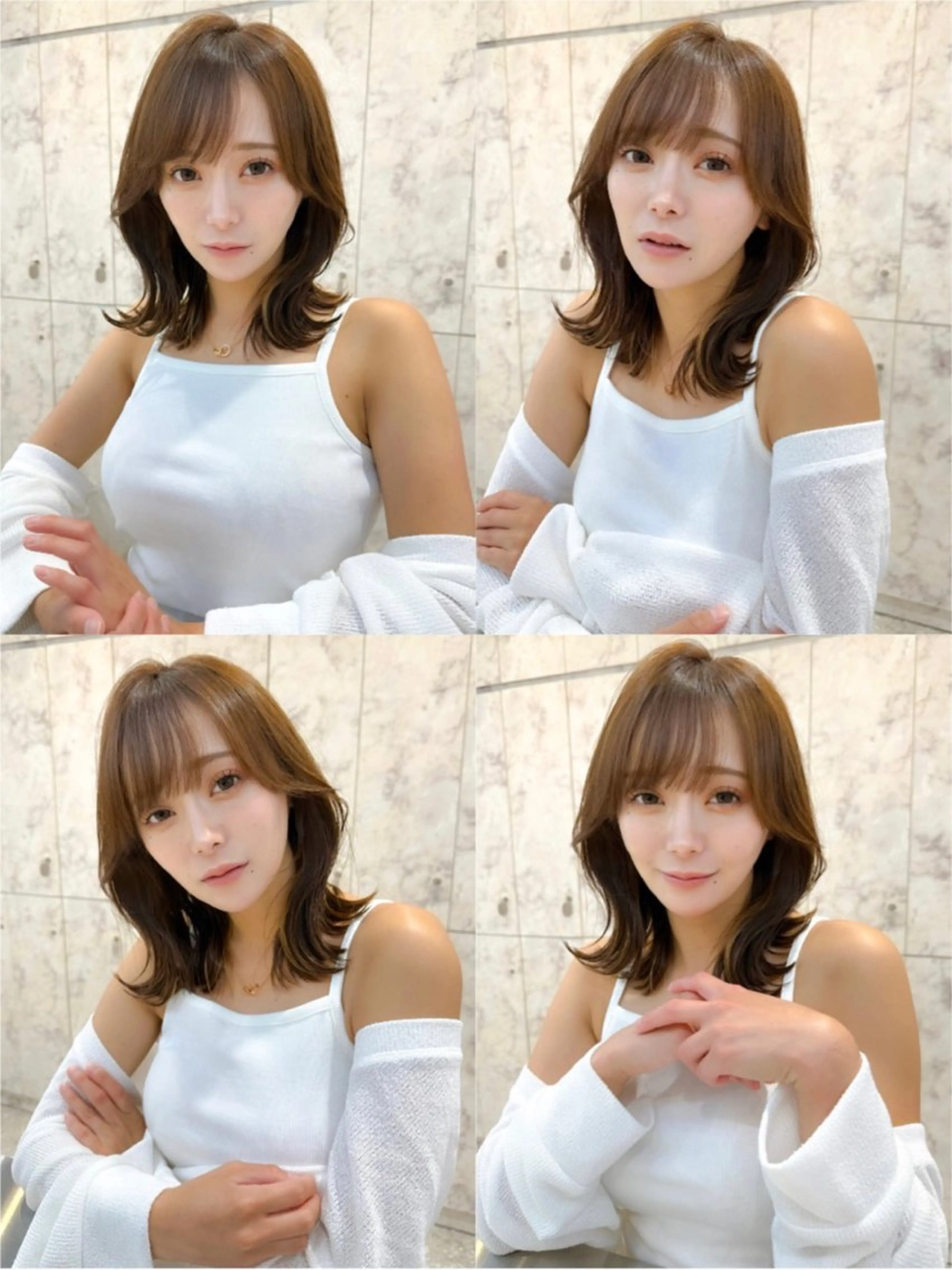 ミディアム カラー カット ヘアカラー トリートメント ヘッドスパ 髪質改善/韓国ヘア レイヤー/新宿/ロミのヘアスタイル