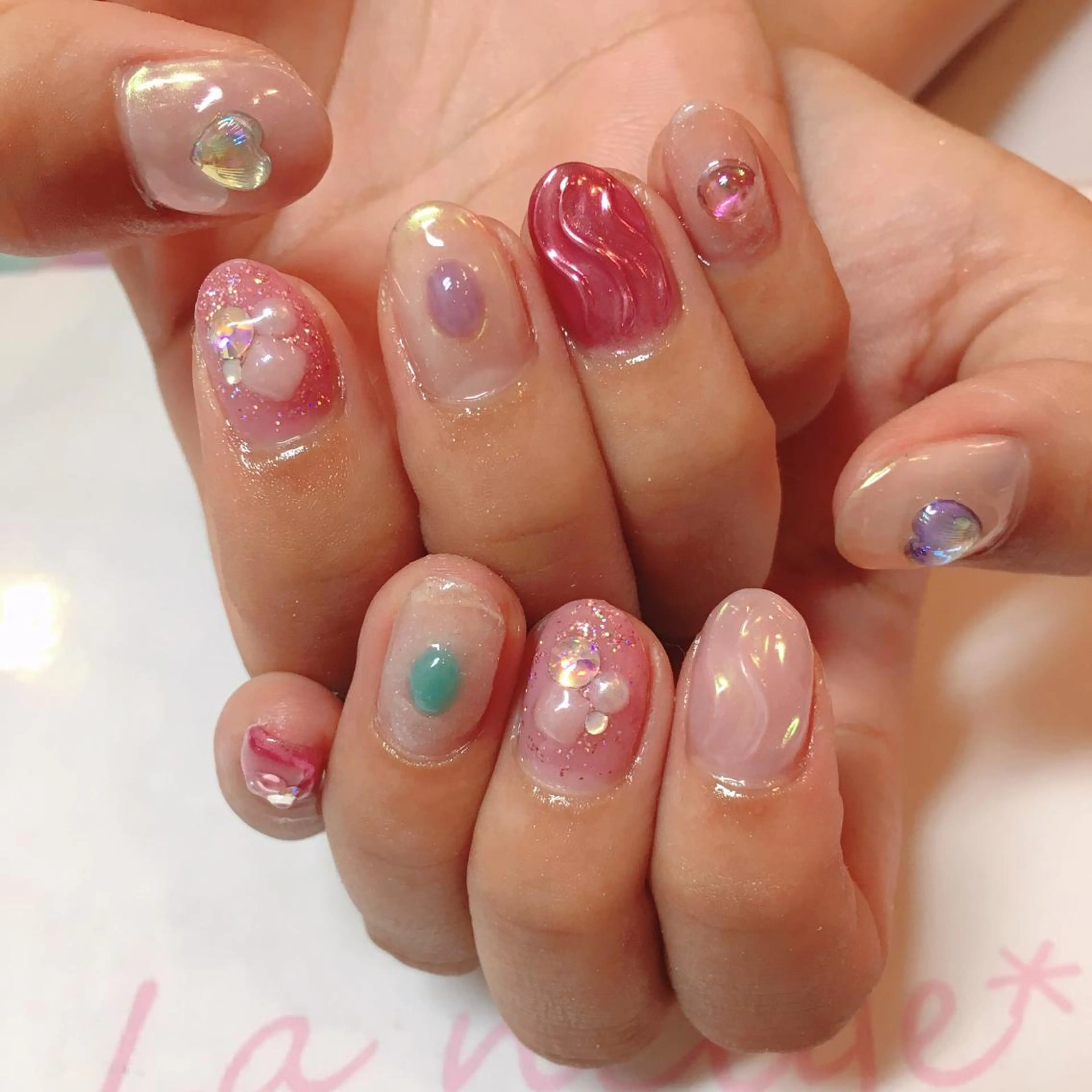 ネイル ハート La neige* yuki 🐩🌙のネイルデザイン