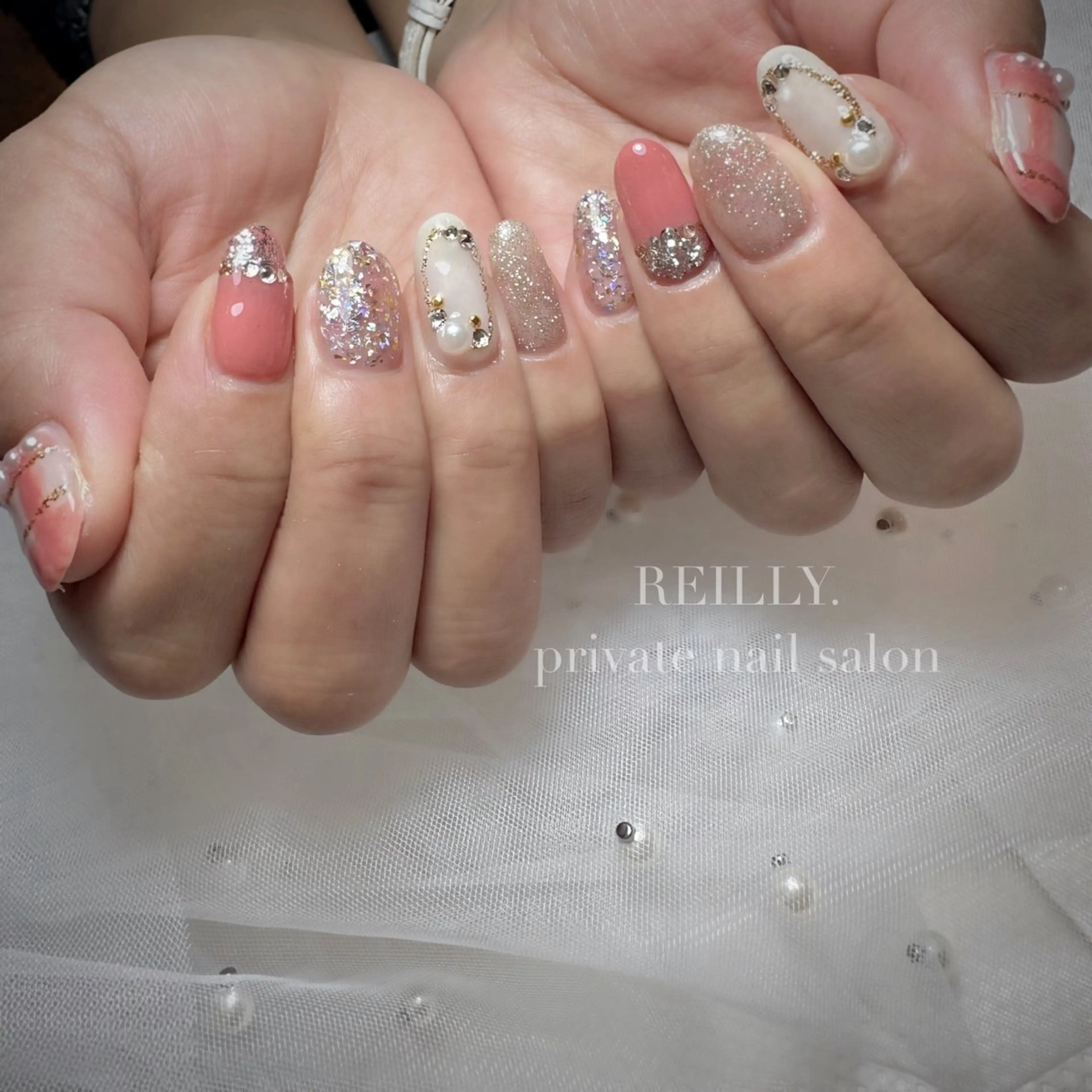 ネイル クリアネイル フラッシュネイル フレンチネイル ジェルネイル マグネットネイル ハンドネイル Reillynail みさきのネイルデザイン