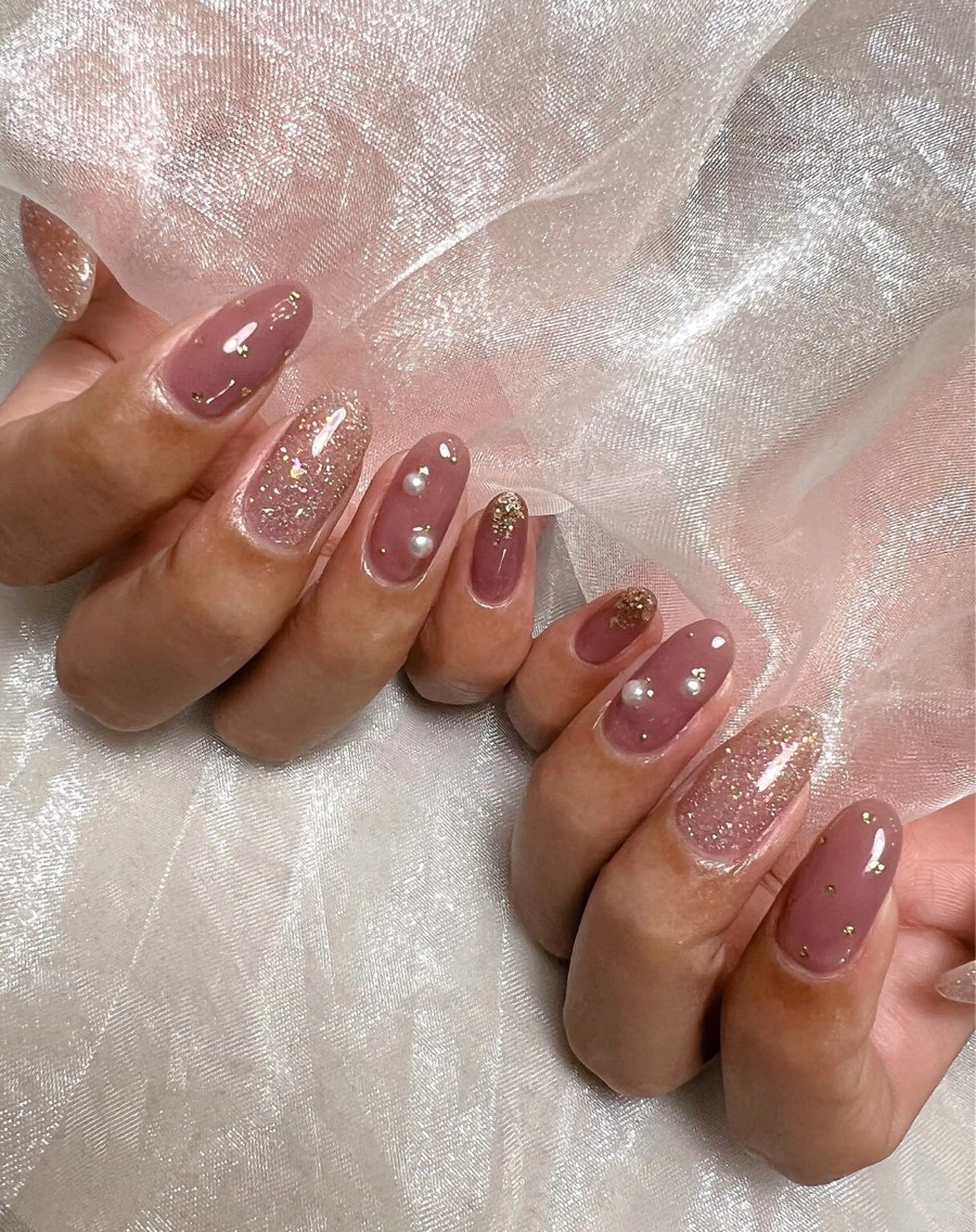 ネイル フットネイル ジェルネイル 韓国ネイル ピンク 春ネイル ハンドネイル nail salon Lauleaのネイルデザイン