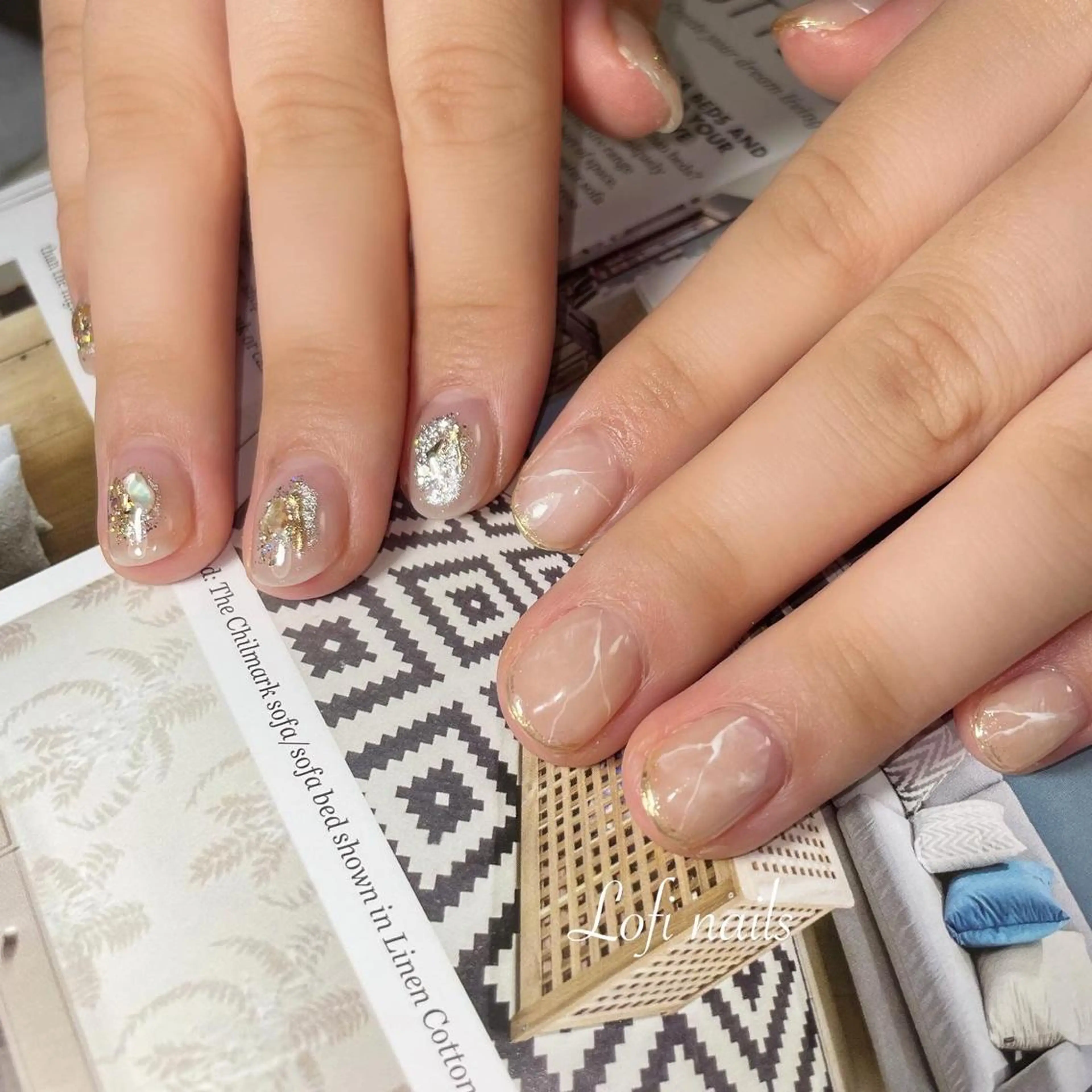 ネイル ラメ(グリッター) 大理石ネイル(マーブル) ニュアンスネイル Lofinails ちひろのネイルデザイン