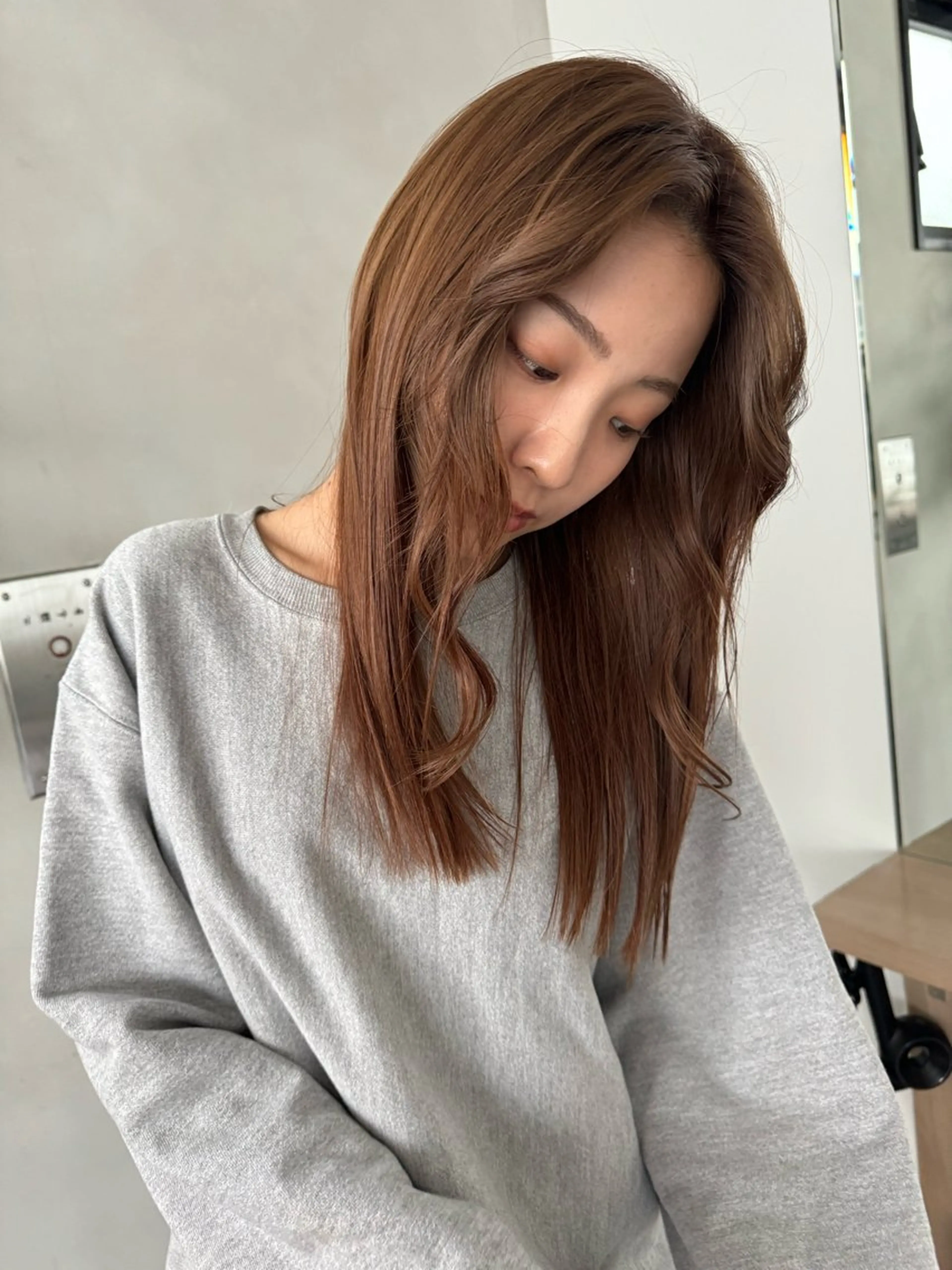 セミロング セミロングパーマ 透明感カラー/似合わ せカット/大島実加永のヘアスタイル