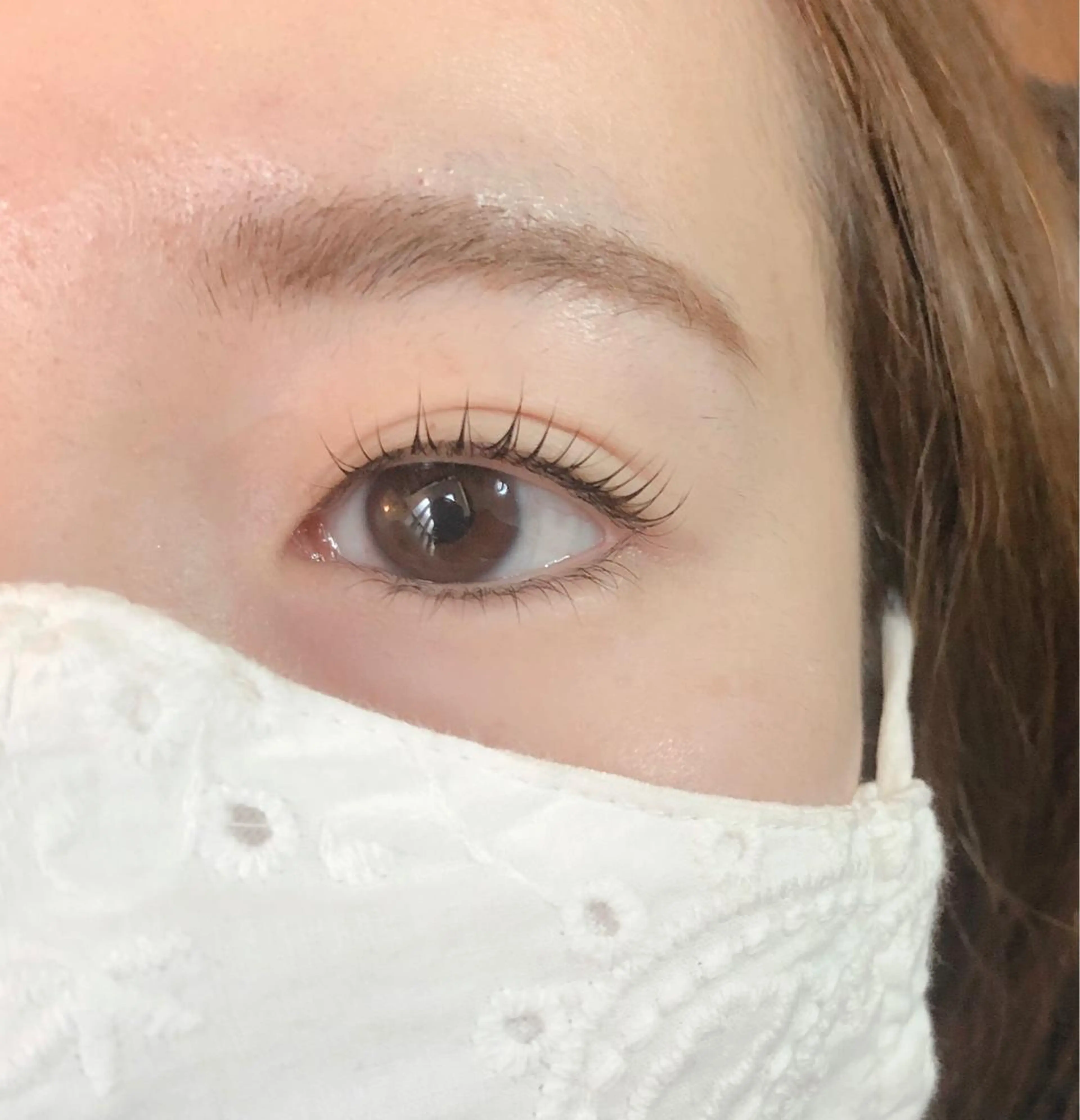 まつ毛パーマ上　練習モデルの写真