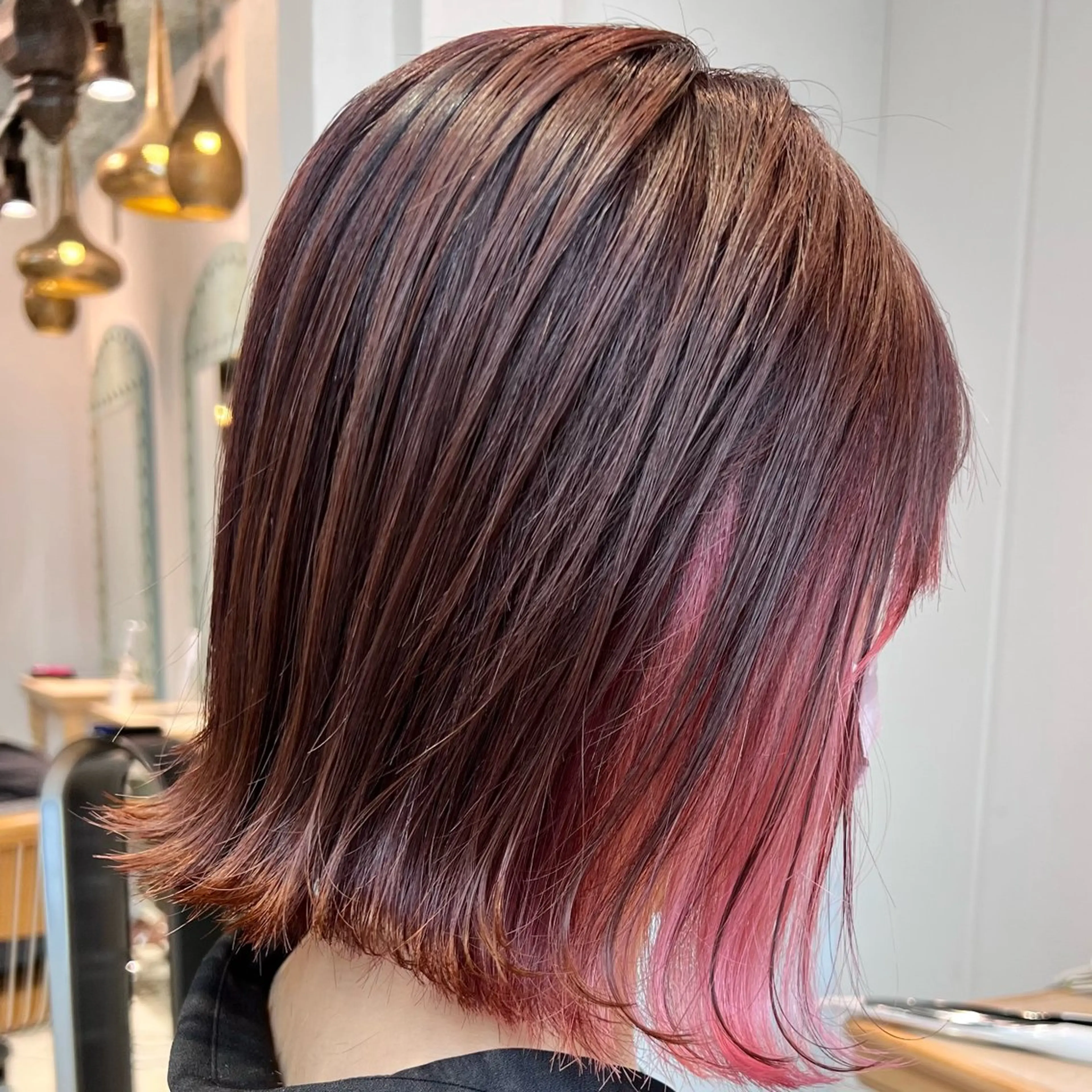 ミディアム カラー ベージュカラー ブラウンカラー ピンクカラー ピンクベージュ ピンクブラウン ヘアカラー トリートメント ブリーチなし/暖色/ 透明感/ririkaのヘアスタイル