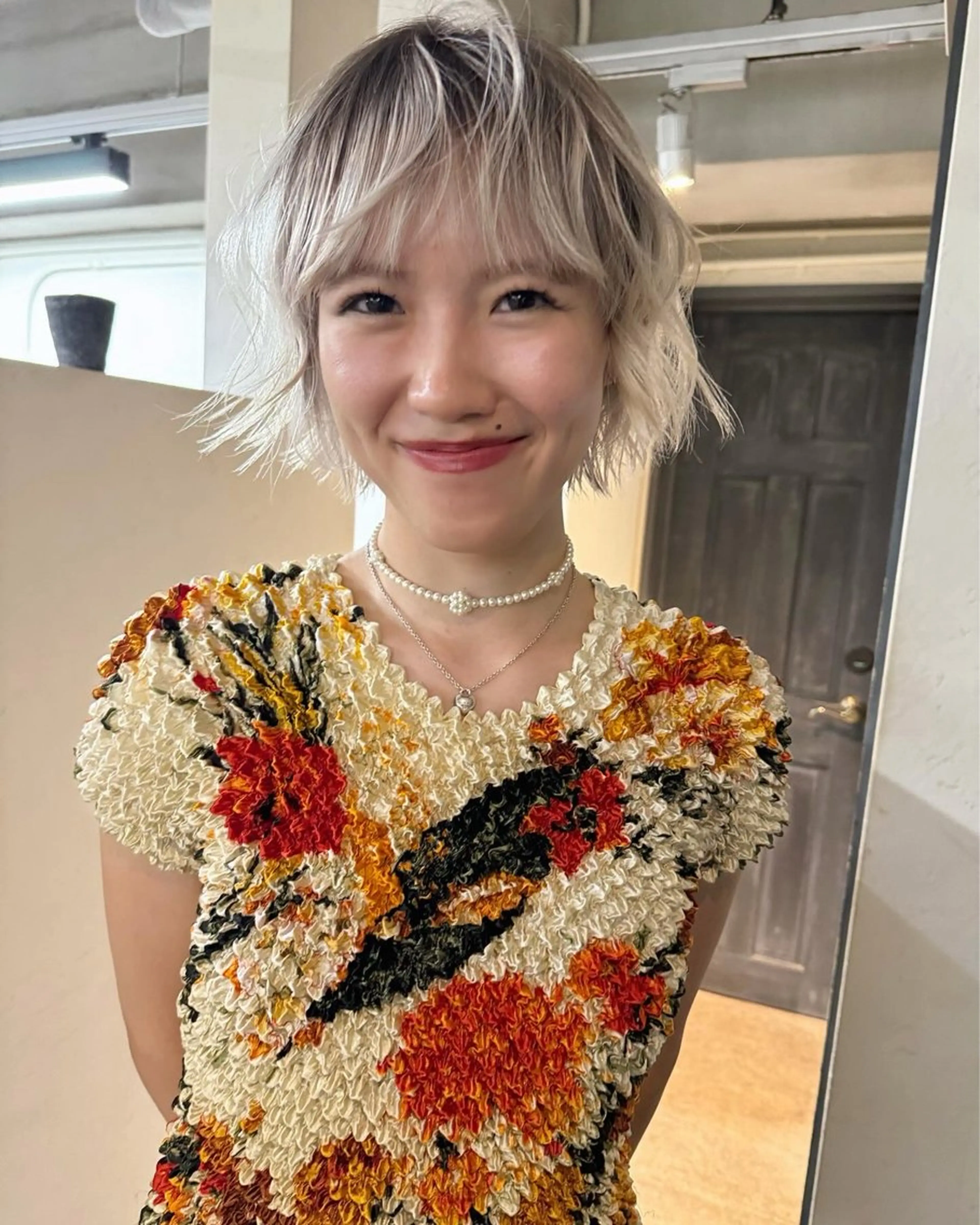 ショート カラー ヘアアレンジ バレイヤージュ レイヤーカット 丸山渉/表参道 レイヤーボブのヘアスタイル