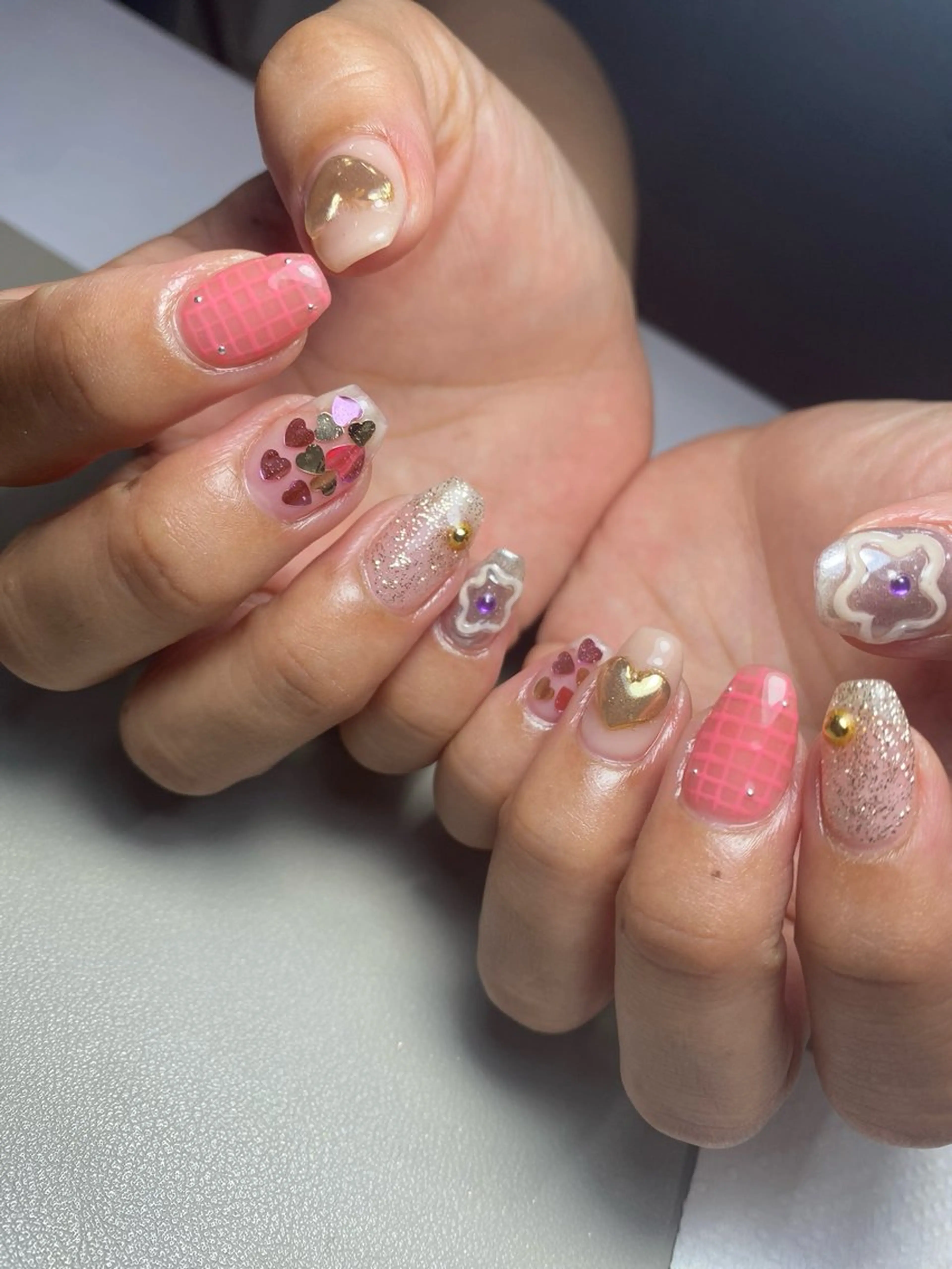 ネイル フラッシュネイル フレンチネイル ジェルネイル グラデーション ハート REILLY.　private nail salon所属・Marina 《REILLY.》のネイルデザイン