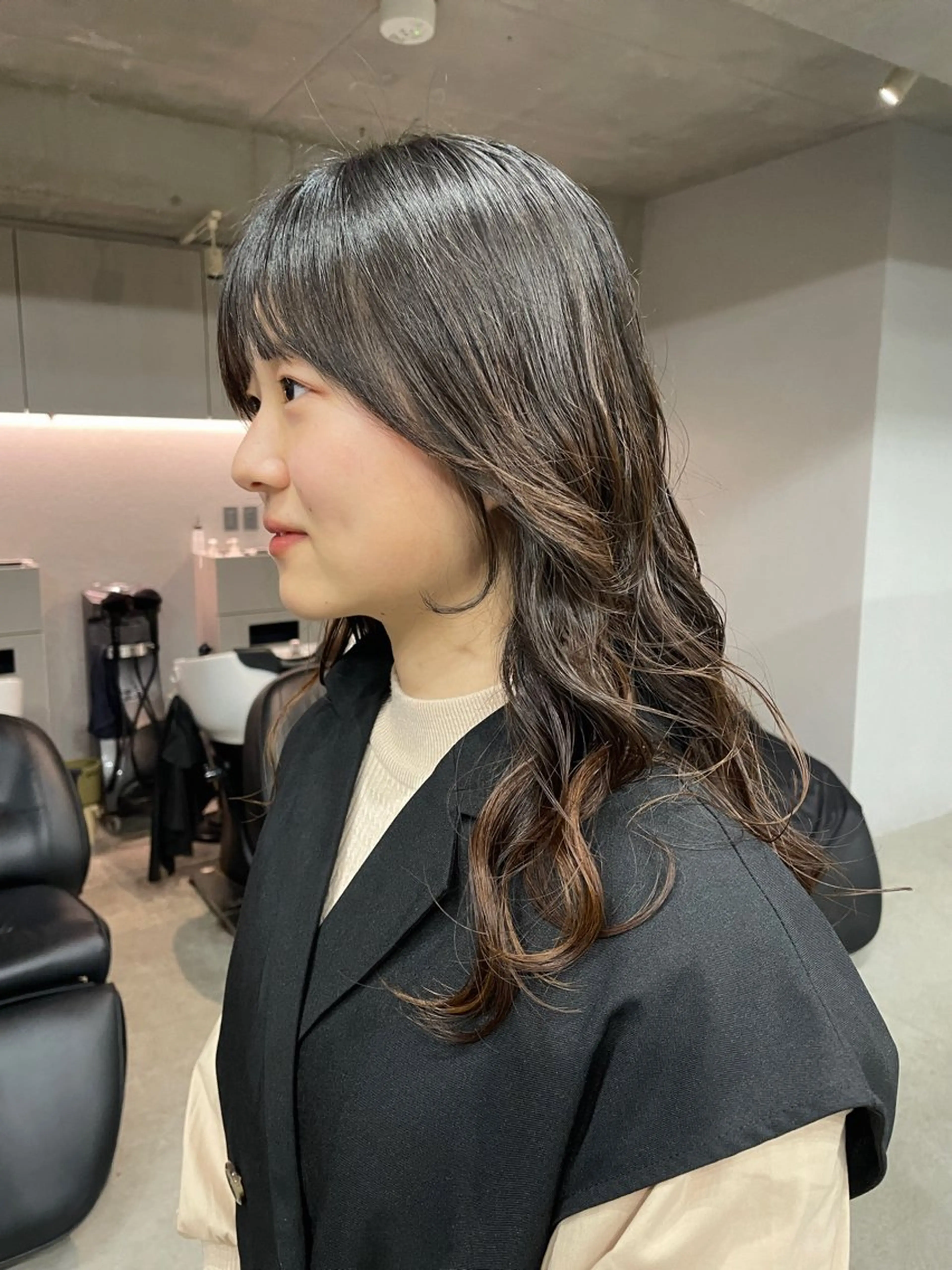 セミロング カラー パーマ カット ヘアカラー 表参道🌿赤み消し カラー/チナツのヘアスタイル