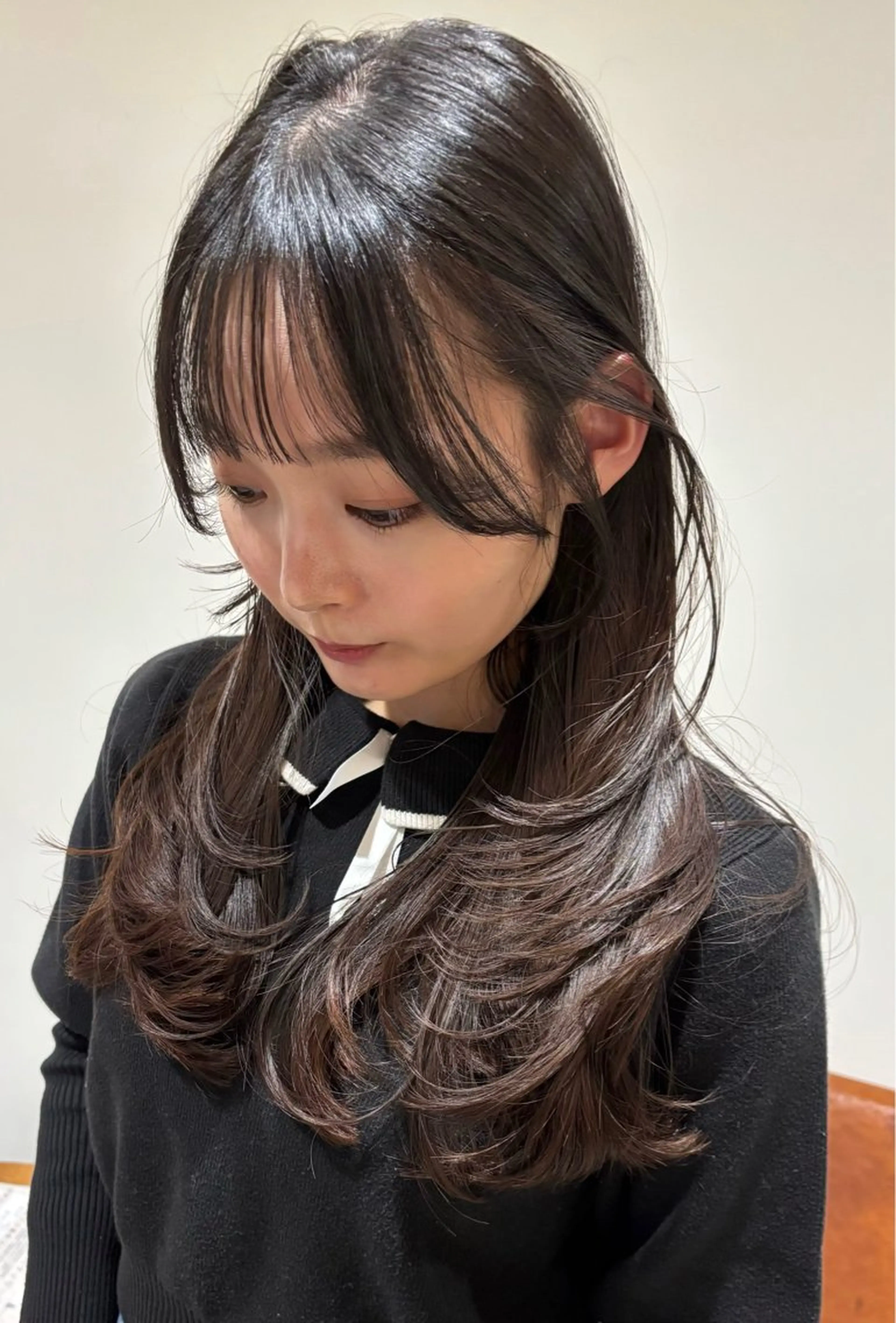 ロング 顔まわりレイヤー レイヤーカット 小顔カット 梅田美容室/カット /Maoのヘアスタイル