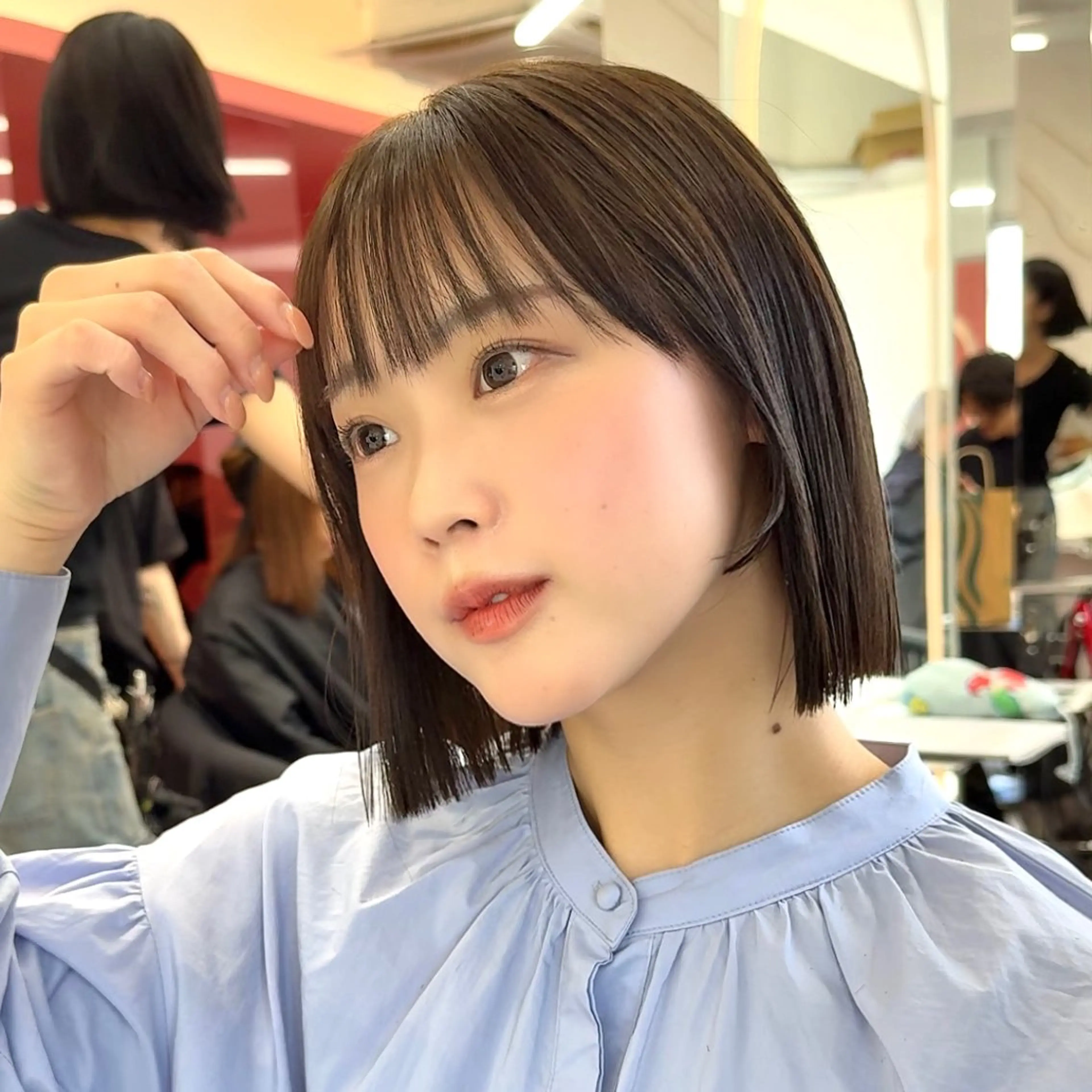 ショート カラー 山崎/ボブ縮毛矯正 レイヤー髪質改善のヘアスタイル