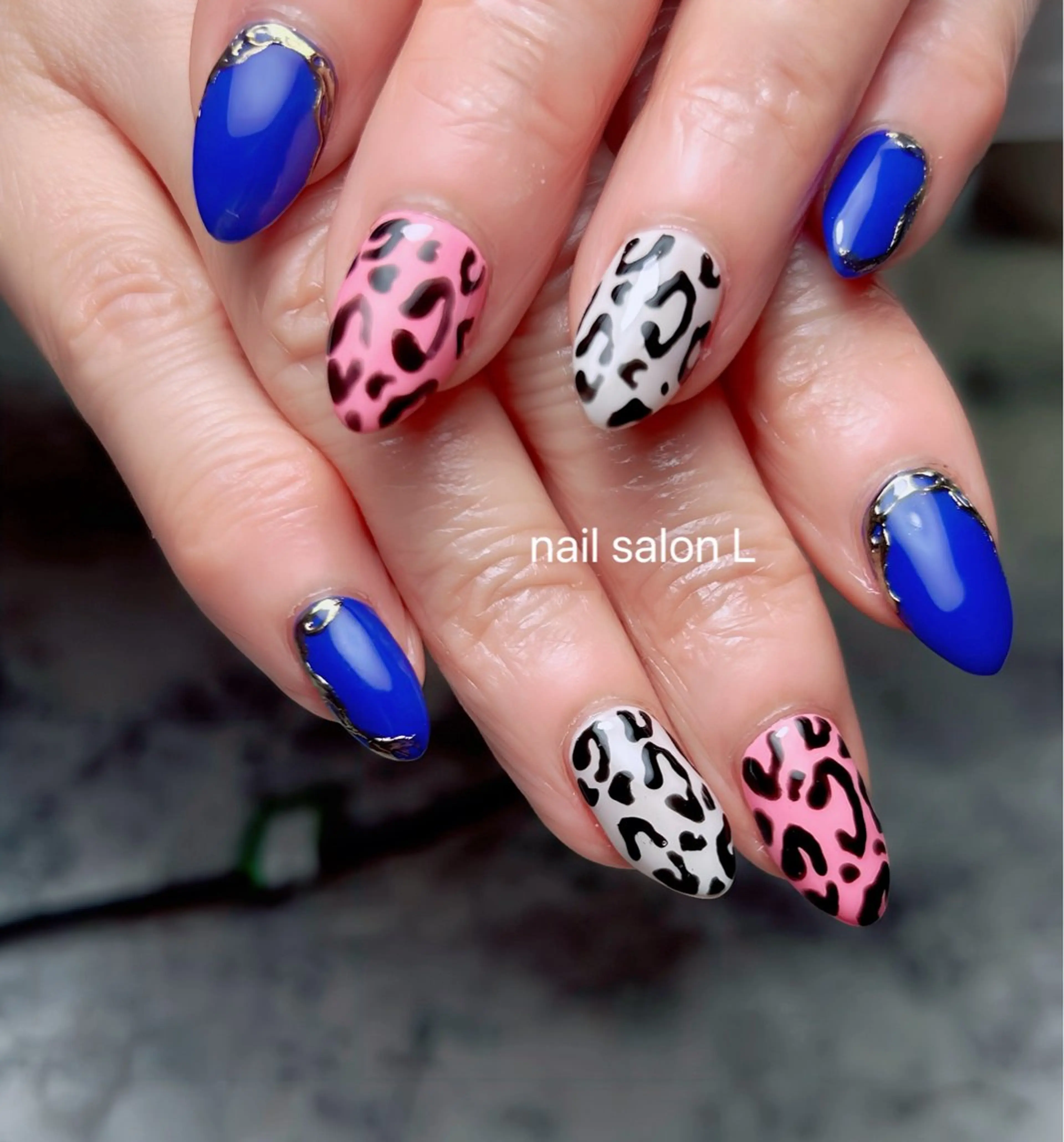 ネイル ブルー ハンドネイル 吉川市 ネイルサロンLのネイルデザイン