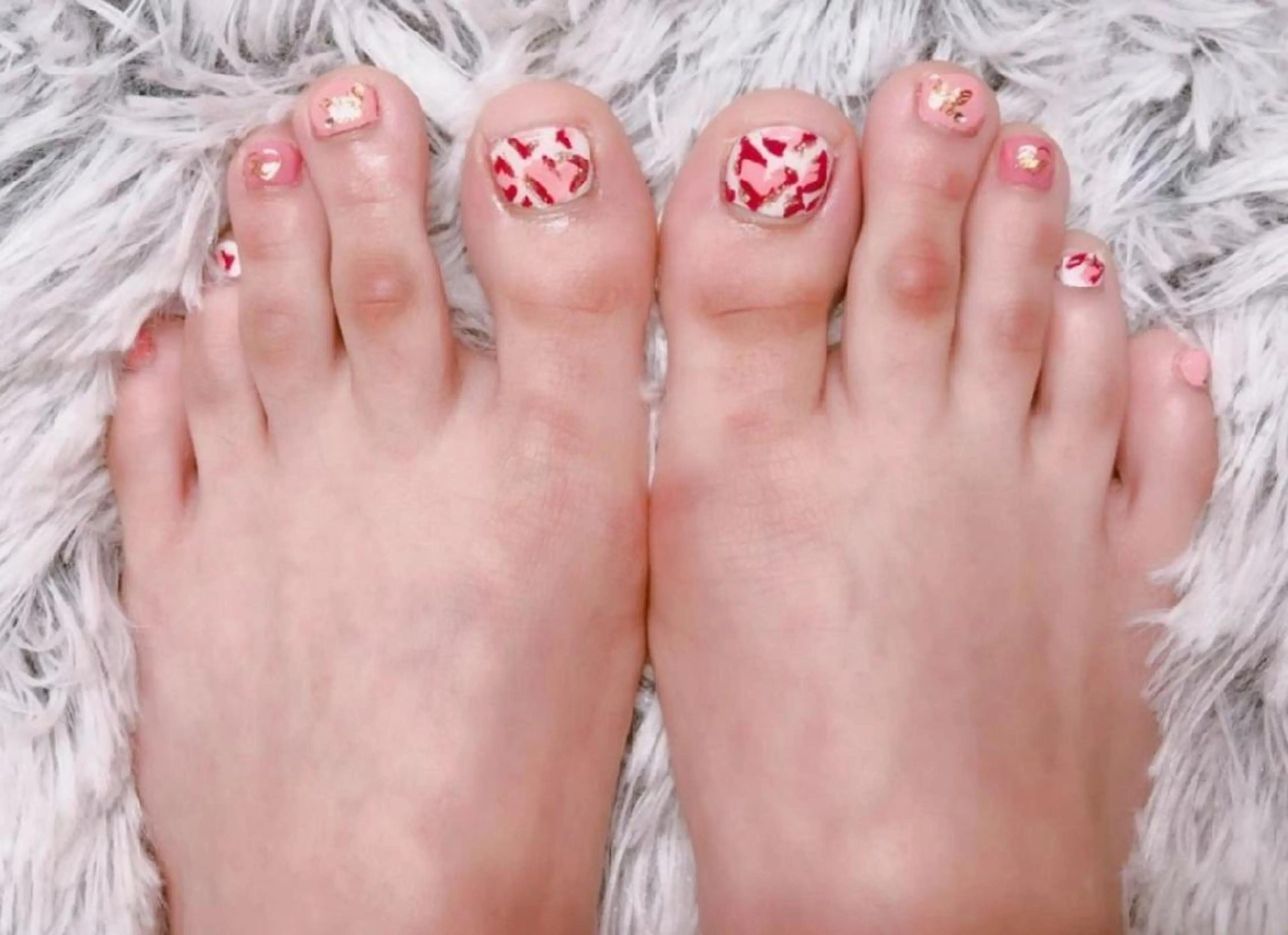 ネイル アニマル柄 アートネイル フットネイル ピンク ひだか あいこのネイルデザイン