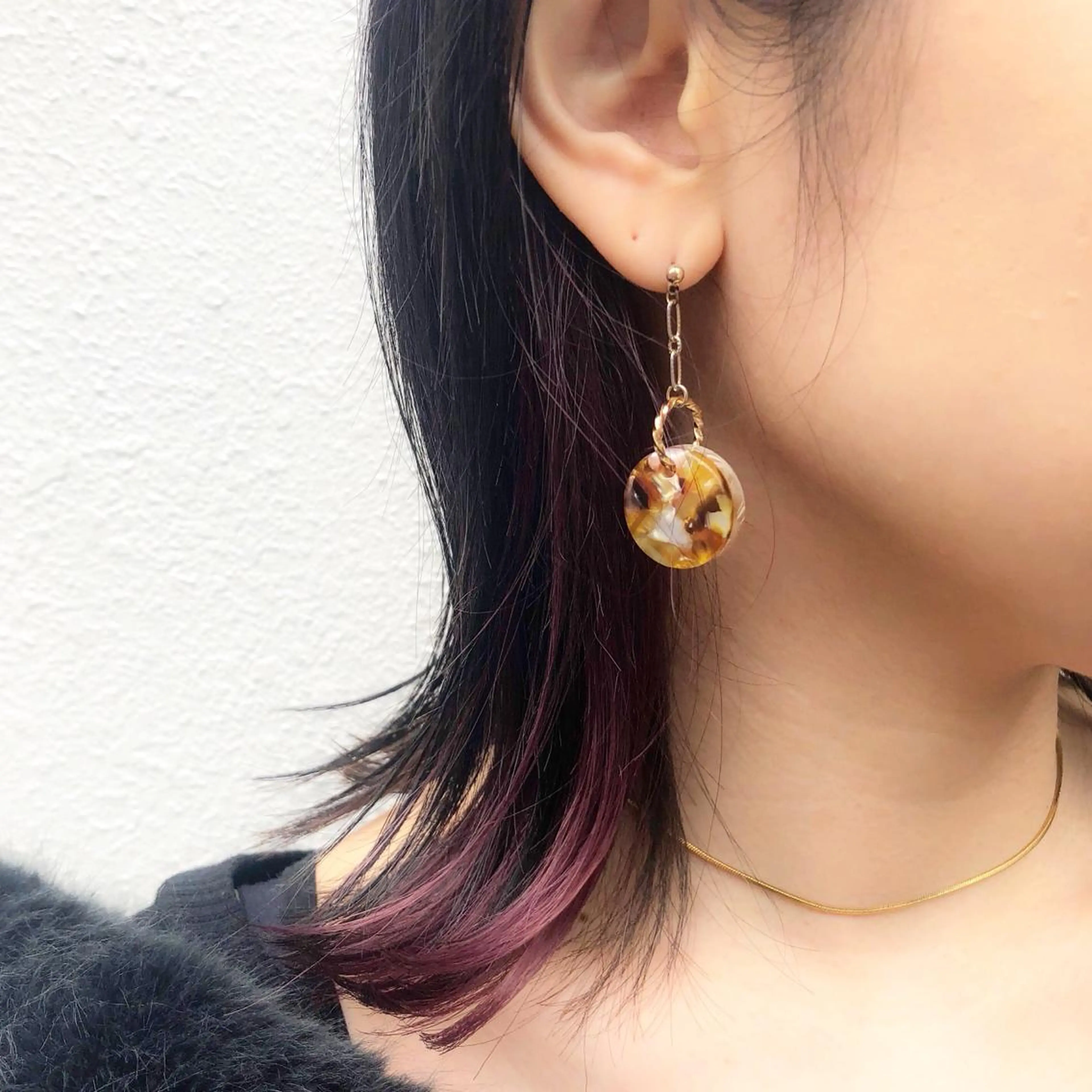 ミディアム カラー パーマ ヘアアレンジ イヤリングカラー 【白髪ぼかし 専門GBG】自由が丘のヘアスタイル