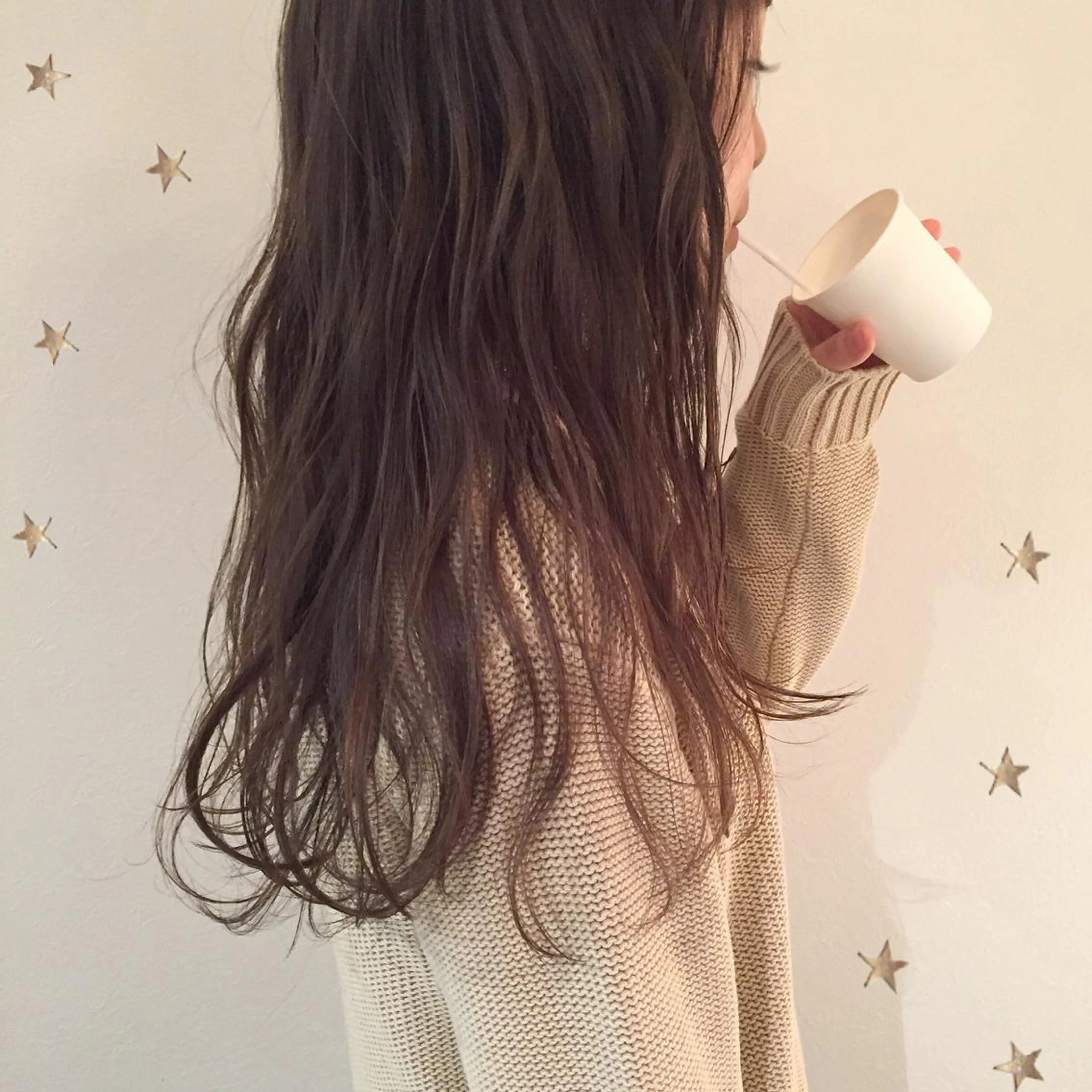 ロング アッシュ ロング 市川 千夏のヘアスタイル