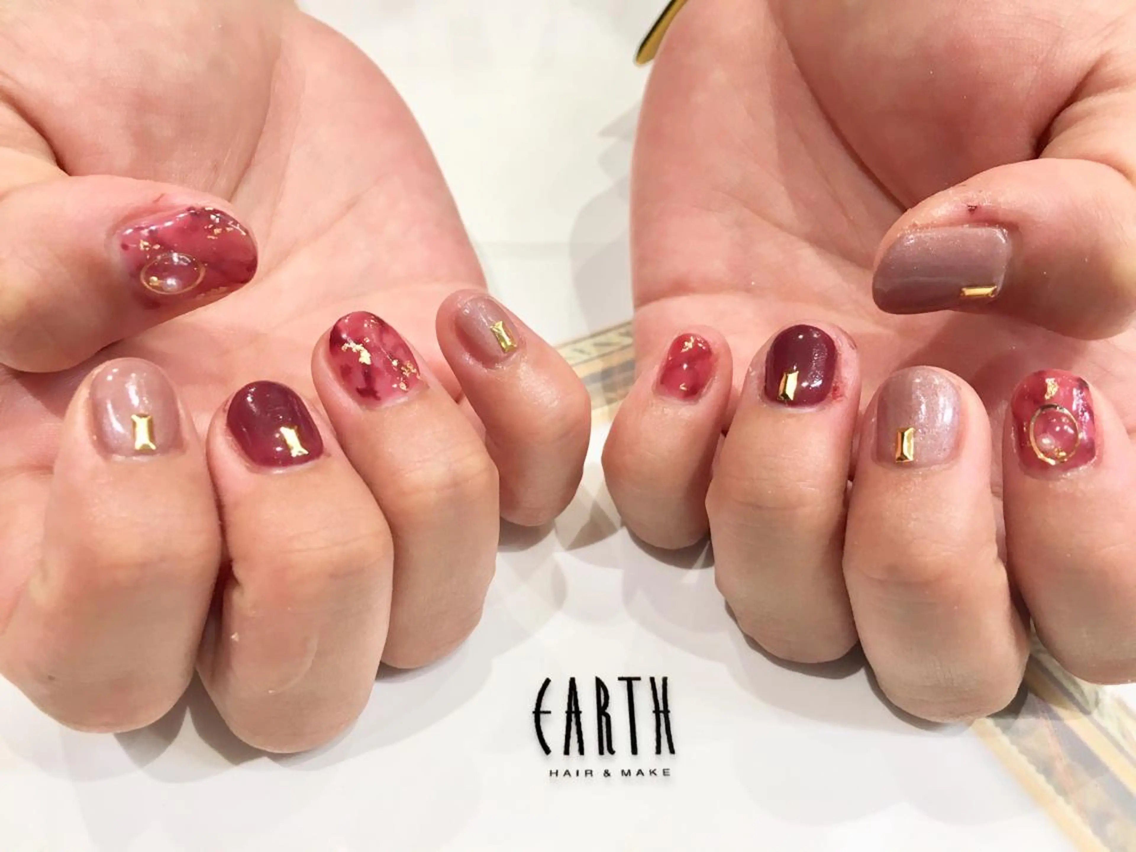 ネイル ボルドー 佐藤 まりえのネイルデザイン