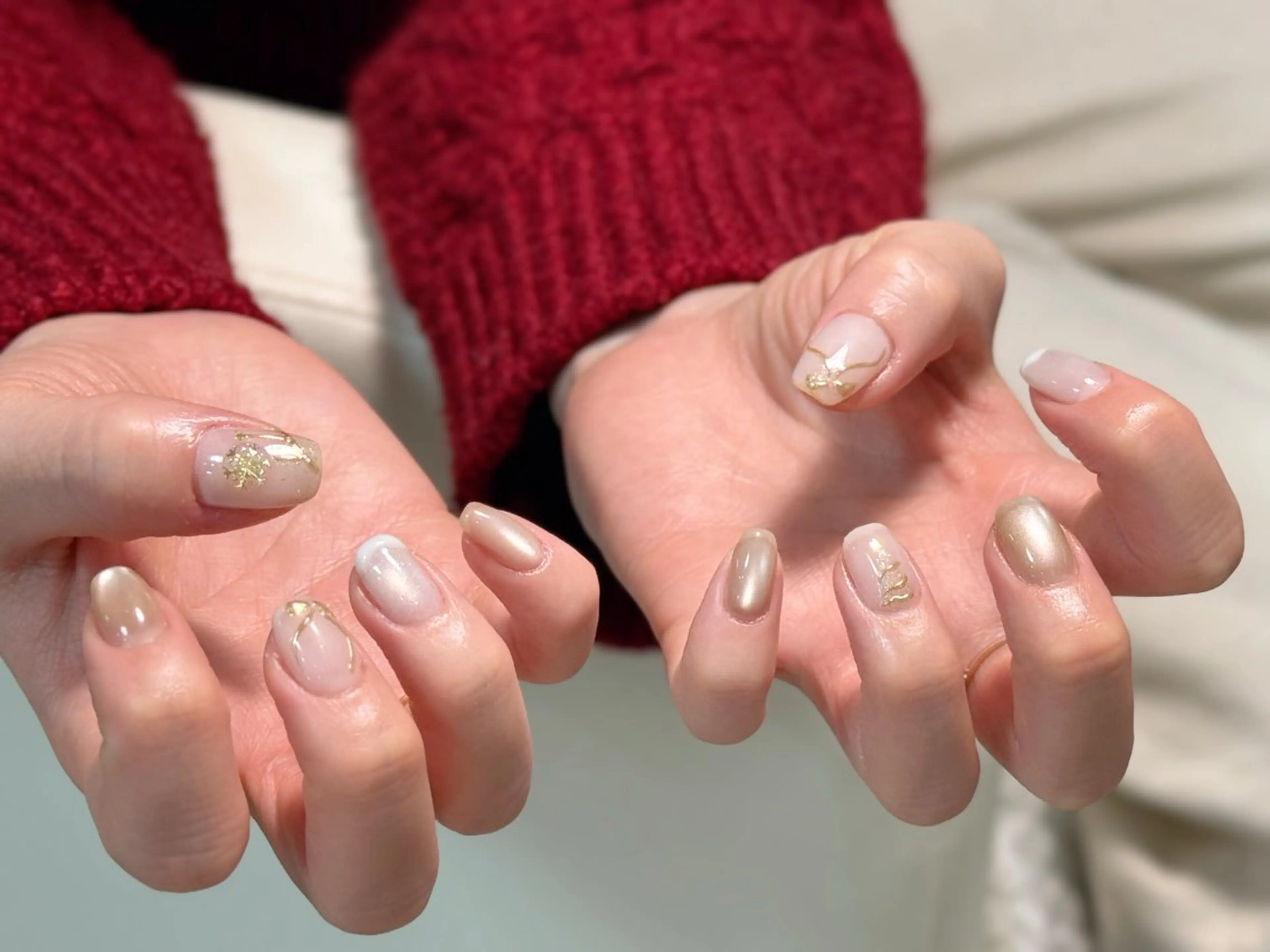 ネイル アートネイル オーロラネイル チークネイル フレンチネイル ガラスフレンチ ハンドネイル 🎀🎀YooLi Nail Salonのネイルデザイン