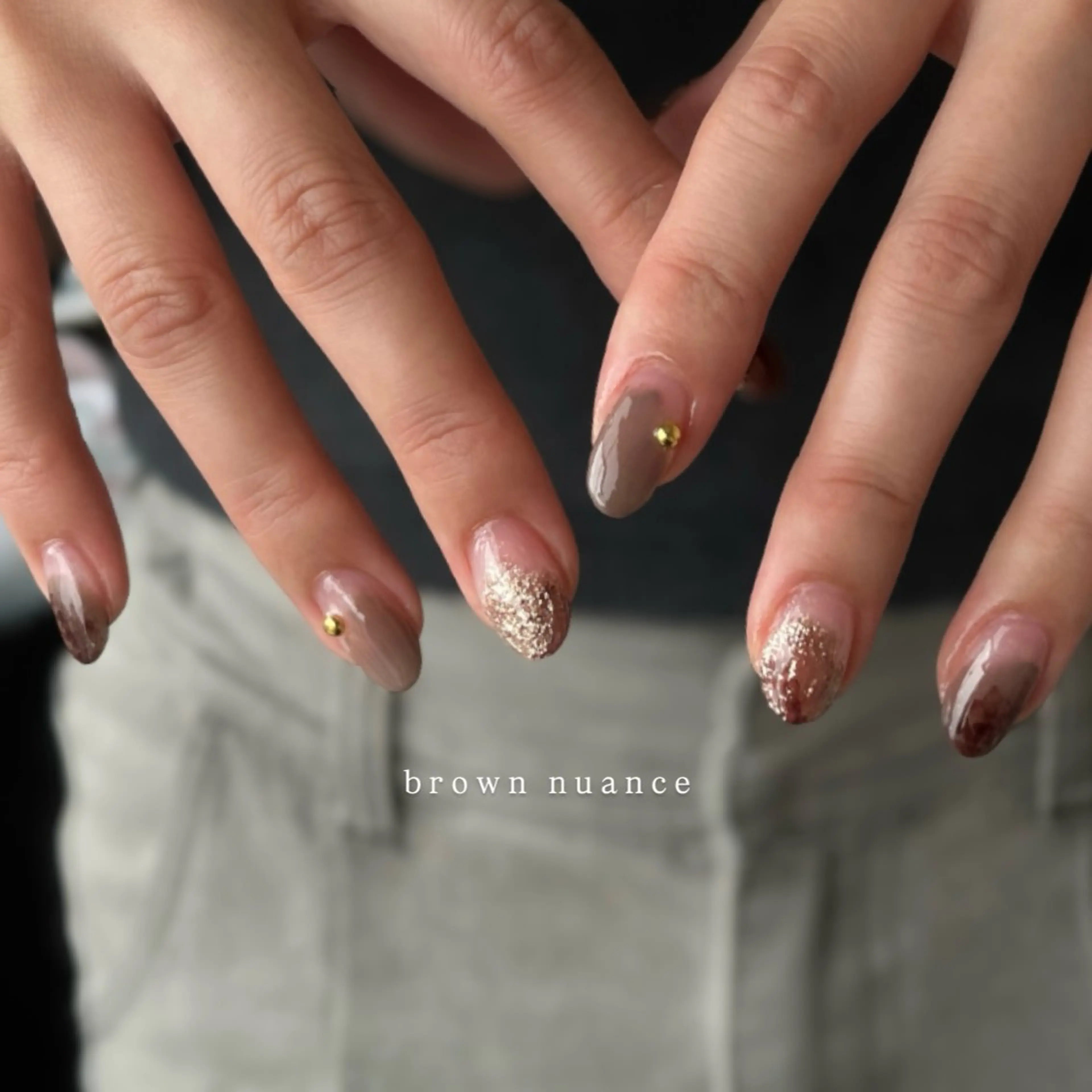 ネイル ブラウン ニュアンスネイル mieux MAOのネイルデザイン