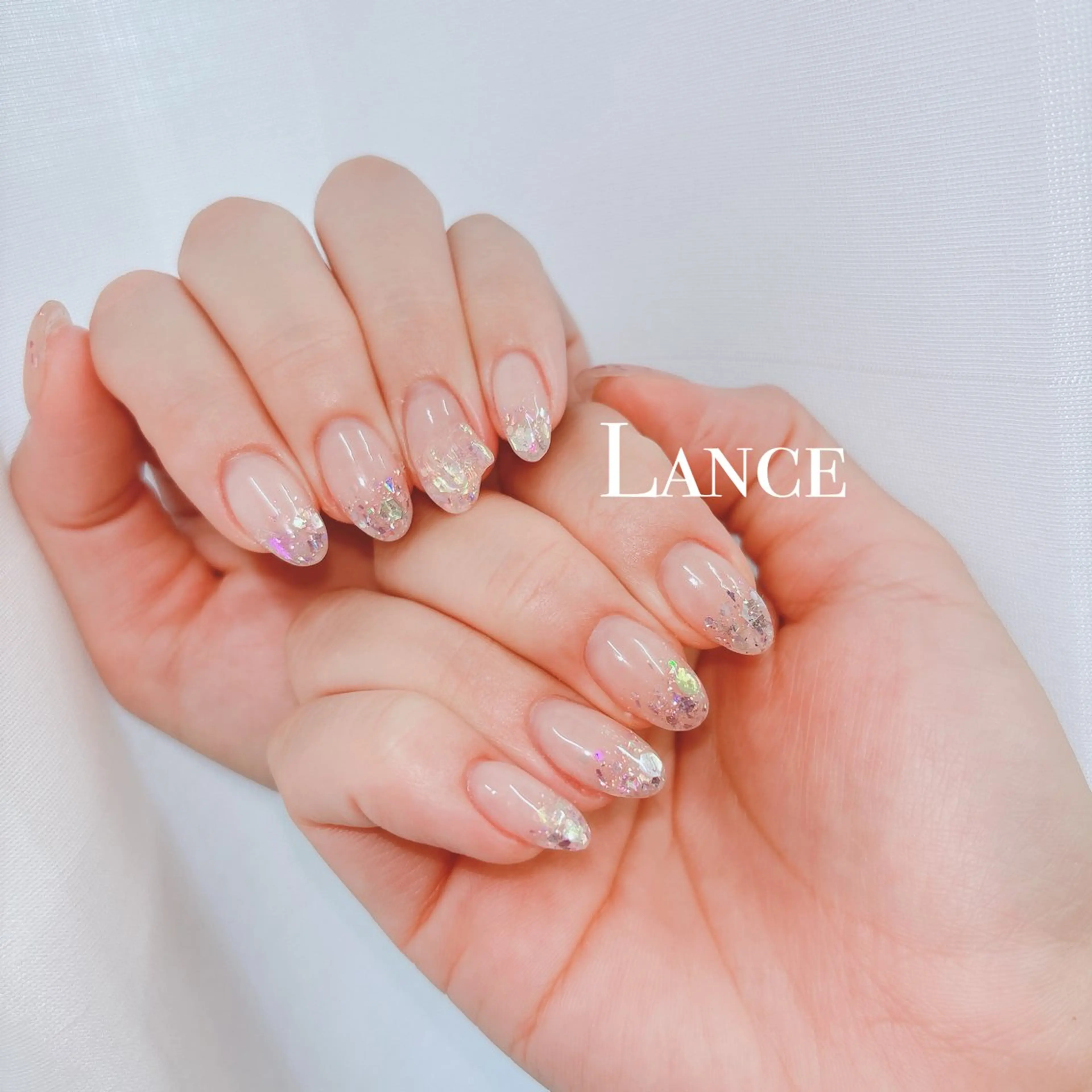 ネイル オーロラネイル ブルー フットネイル 氷ネイル・うるうるネイル キラキラネイル ハンドネイル Lance nailのネイルデザイン