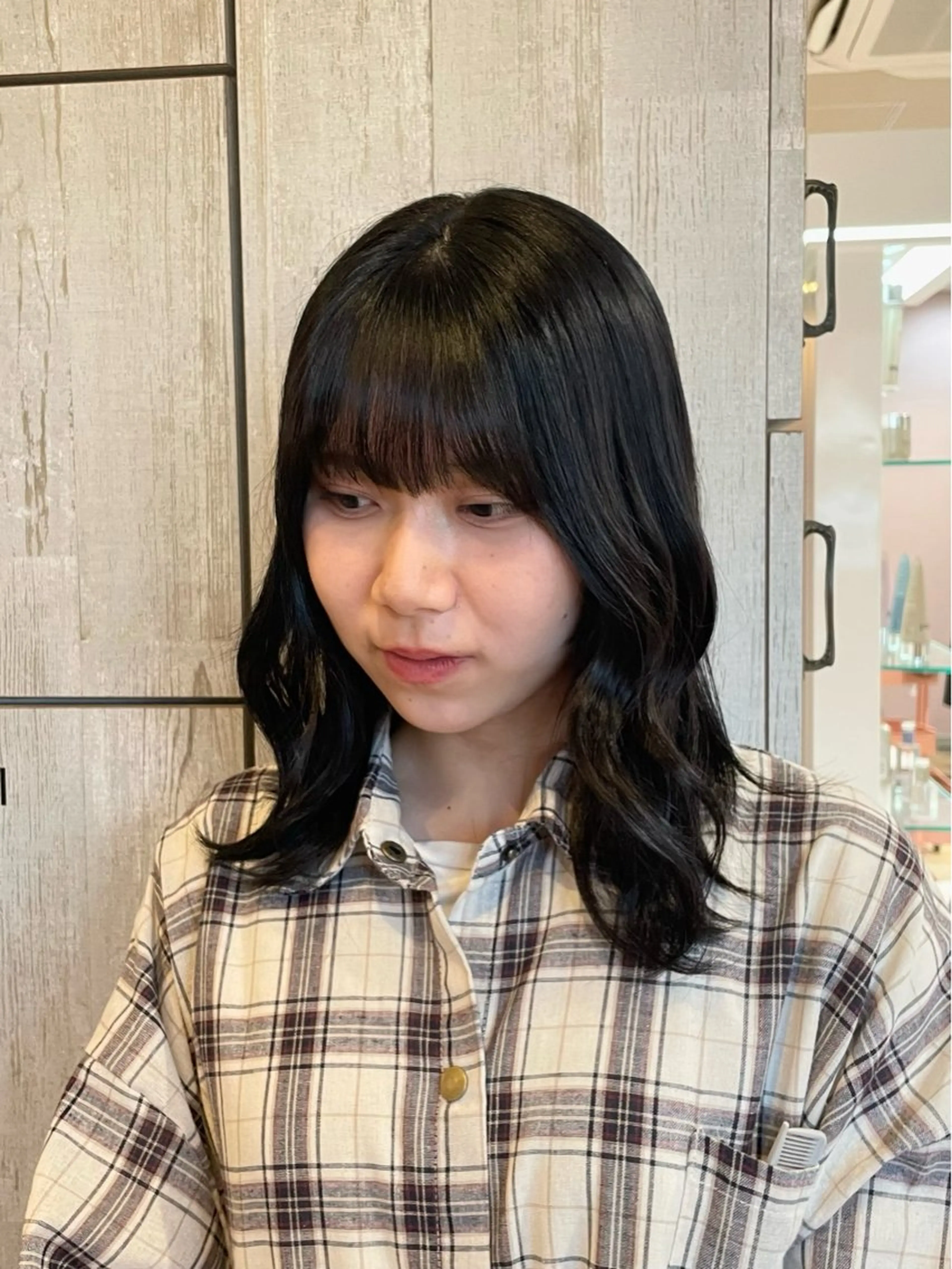 セミロング カラー なつき/ 艶カラー/縮毛矯正のヘアスタイル