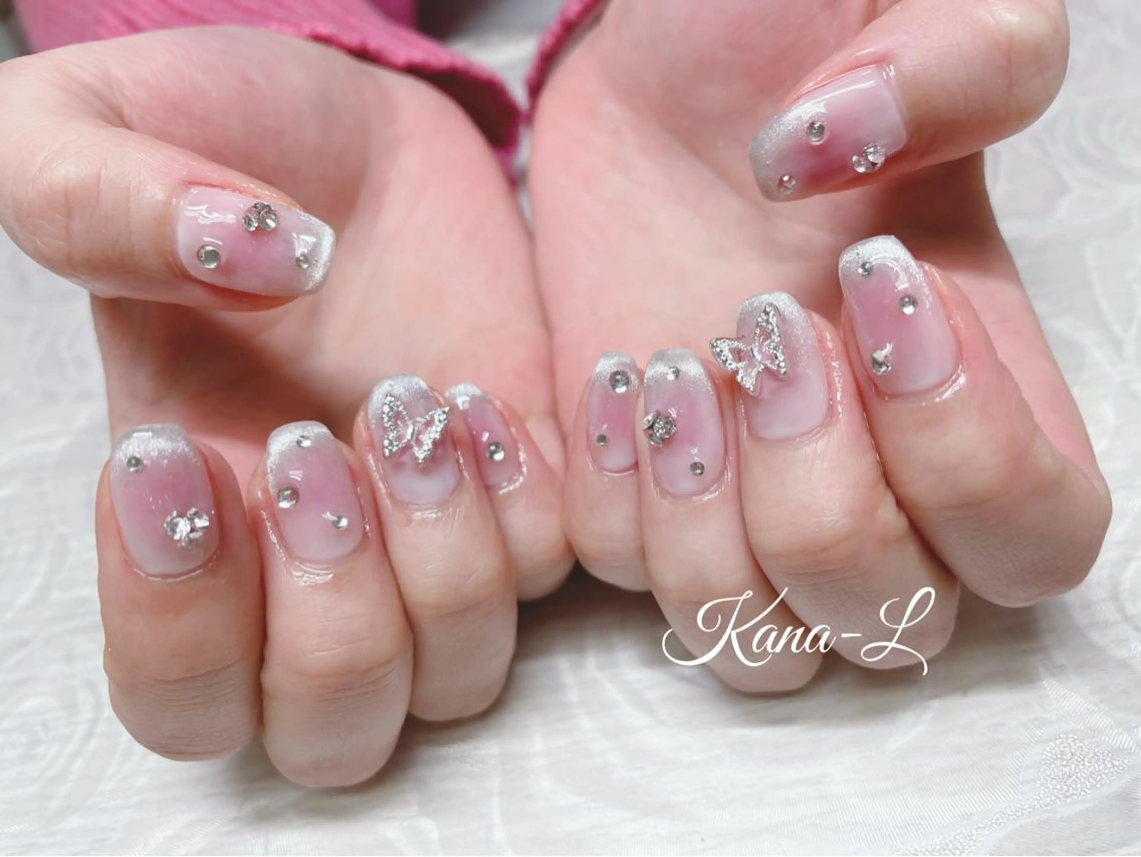 カラー ネイル ピンクカラー チークネイル キラキラネイル 韓国ネイル マグネットネイル 芦辺 香奈のネイルデザイン