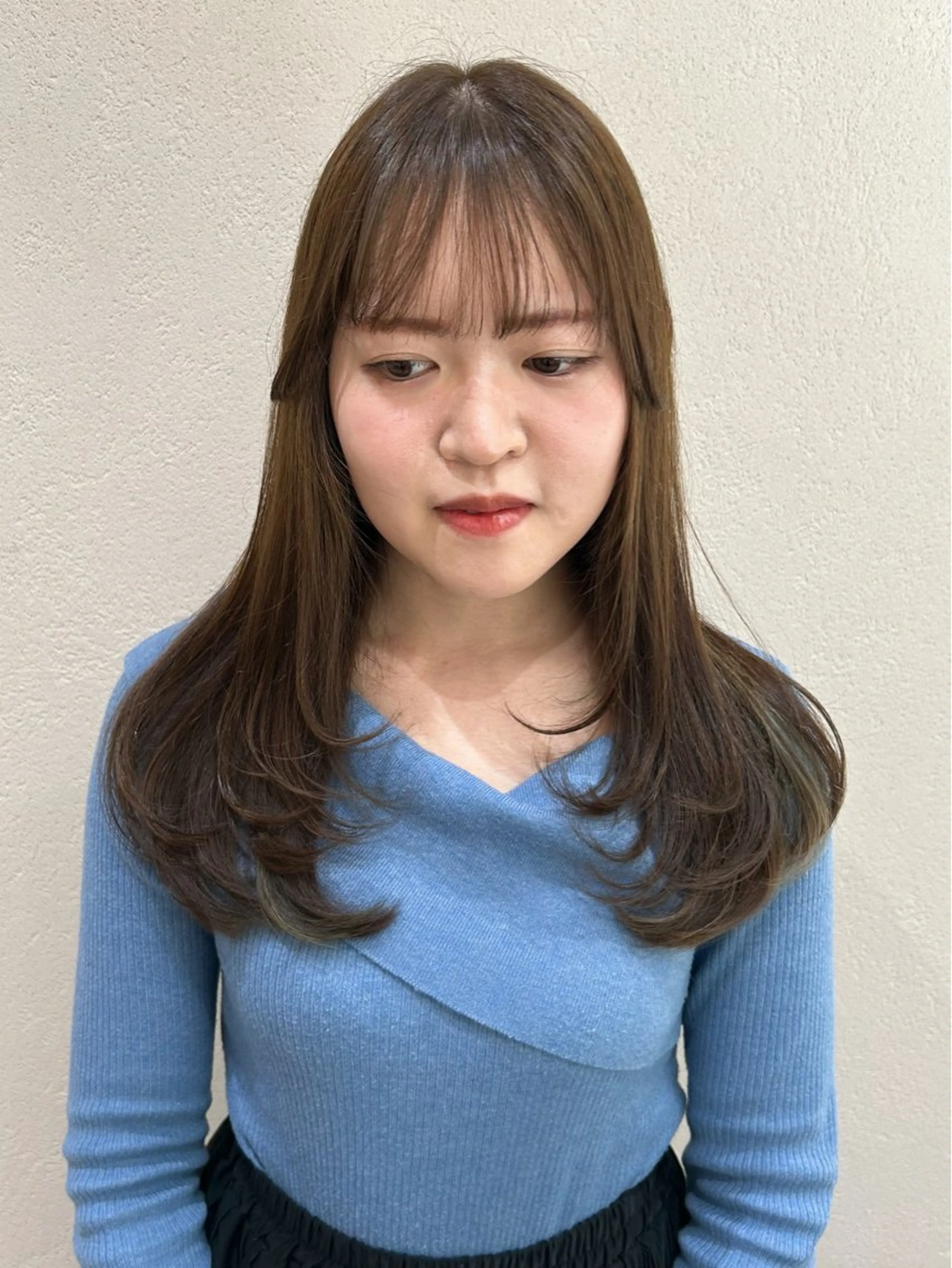 ロング カラー 透明感カラー くびれヘア 髪質改善 韓国風ヘア レイヤーカット カット ヘアカラー トリートメント レイヤーカット☆顔ま わりカット＊田村りおのヘアスタイル