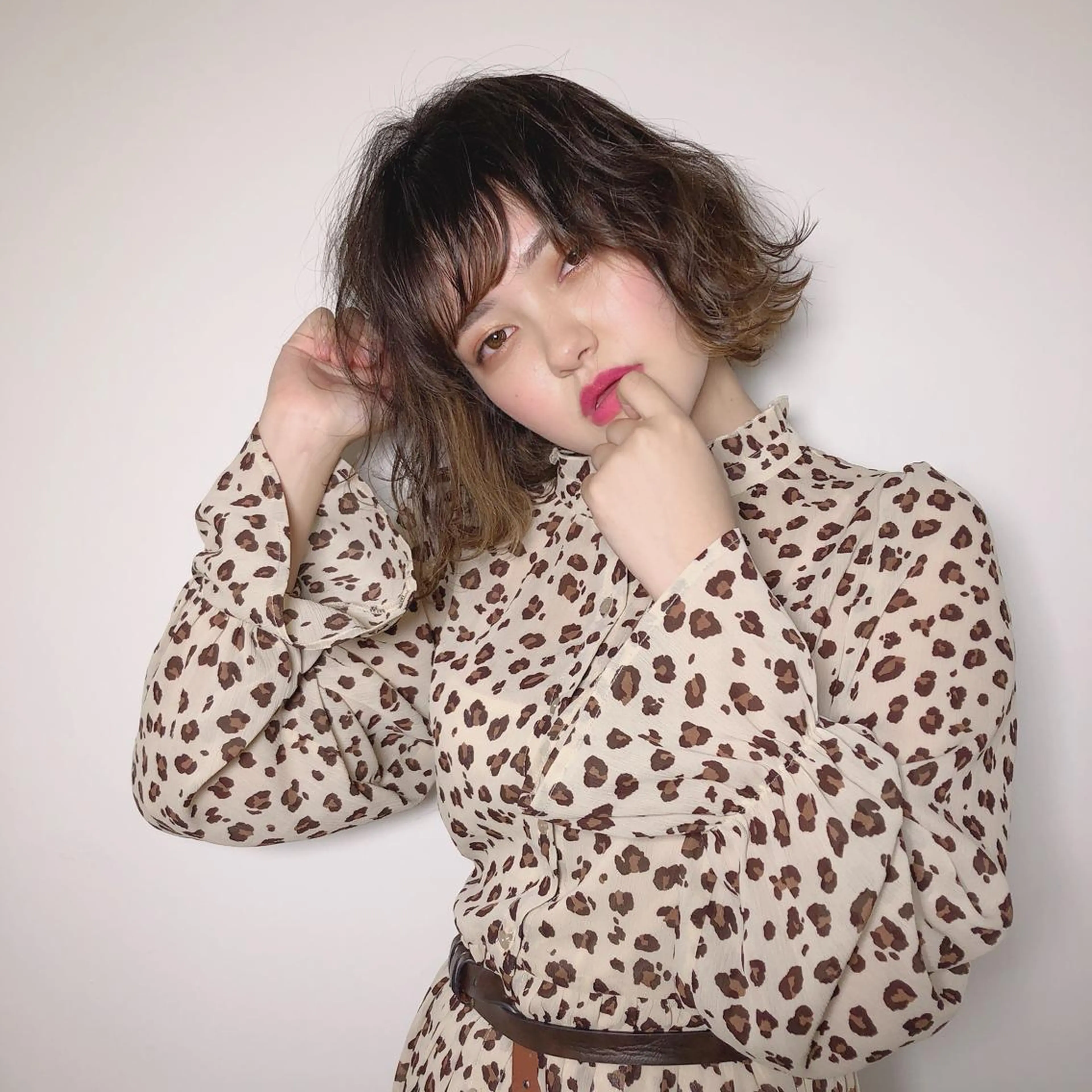 ミディアム カラー パーマ カット ヘアカラー 店長/mao/ 前髪/顔周りカットのヘアスタイル