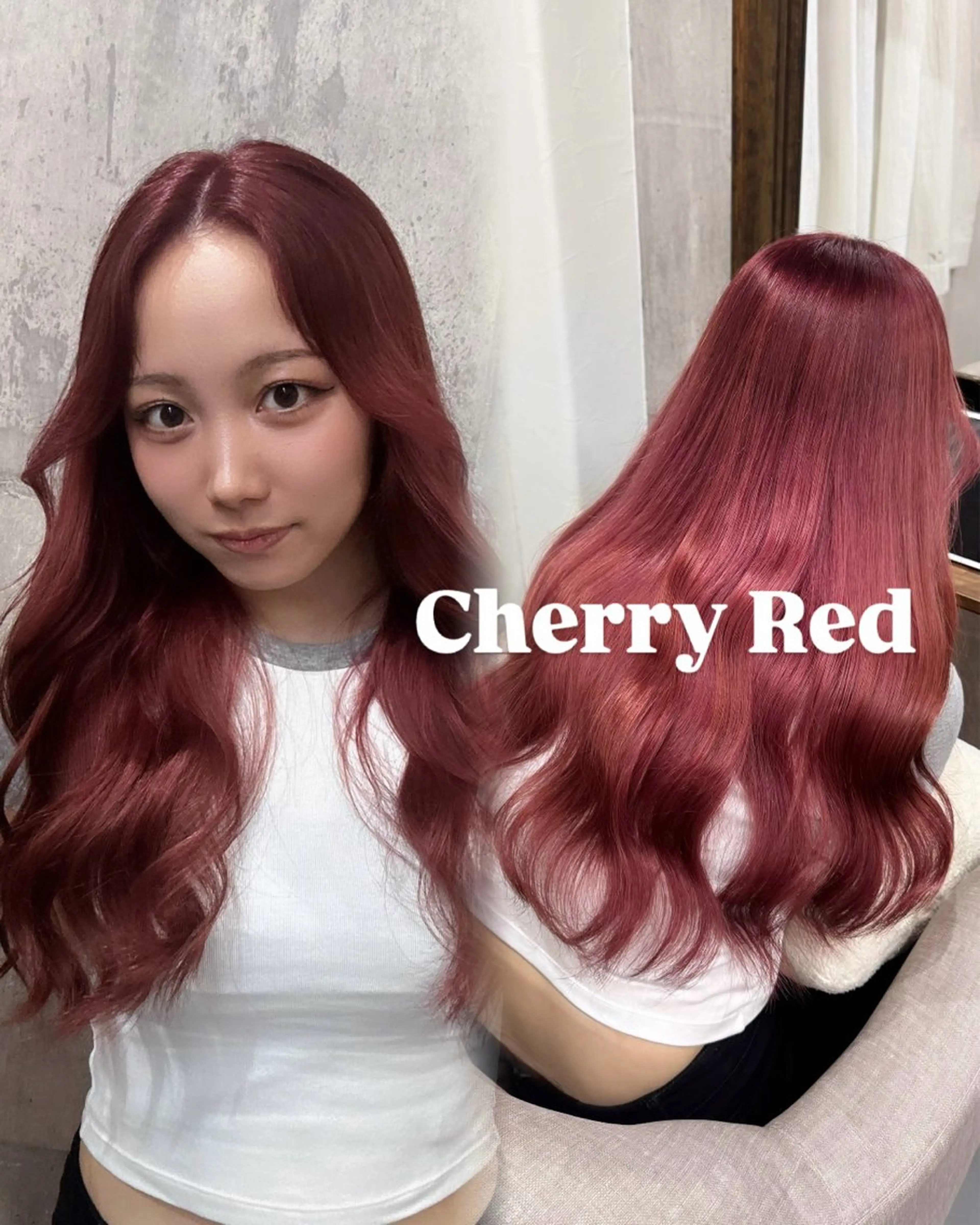 ロング カラー 透明感カラー ダブルカラー レッドカラー トリートメント 赤木 雅のヘアスタイル
