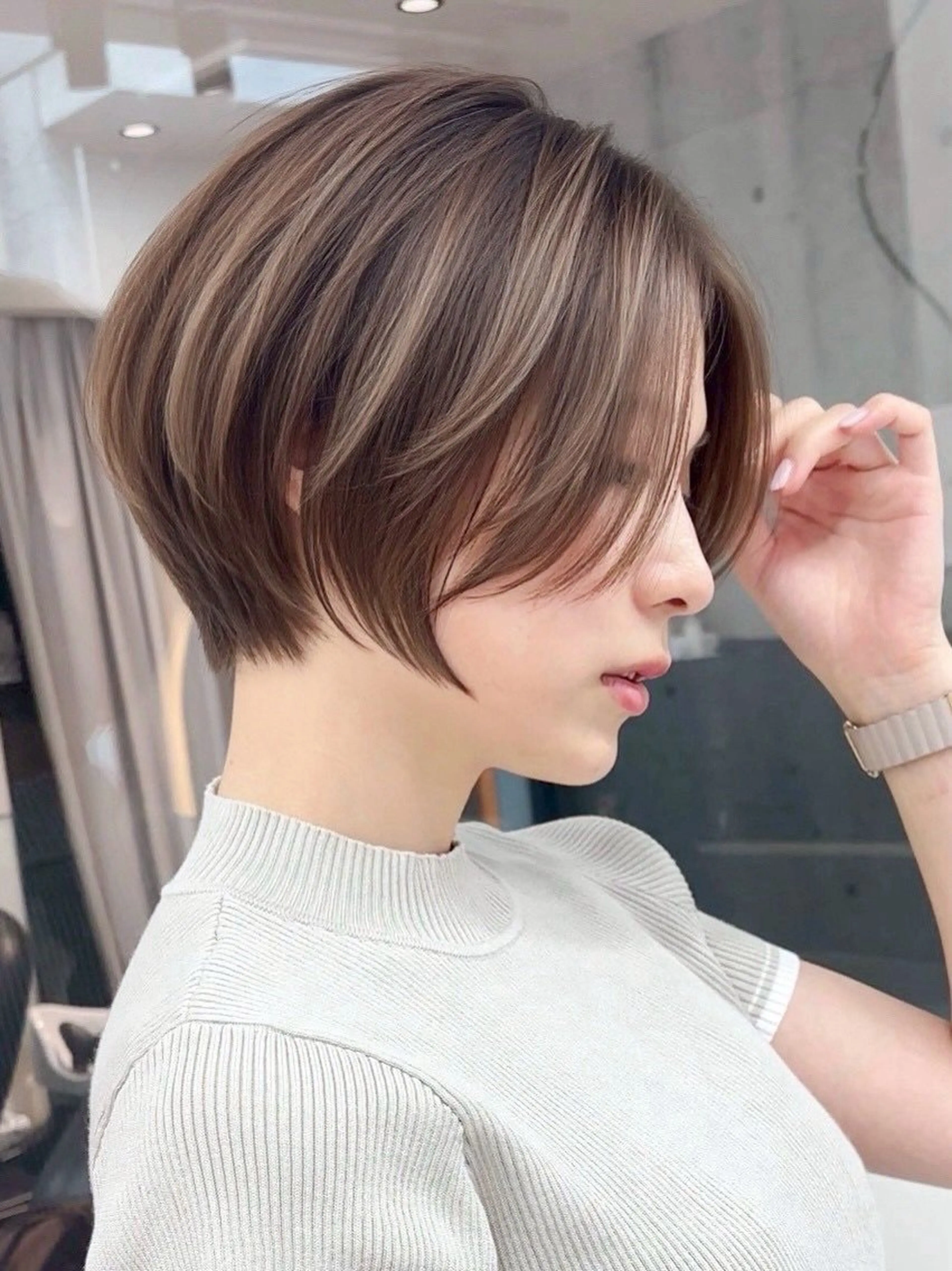 ショート カラー ヘアカラー トリートメント Lond Bloom 天神ショート/ボブのヘアスタイル