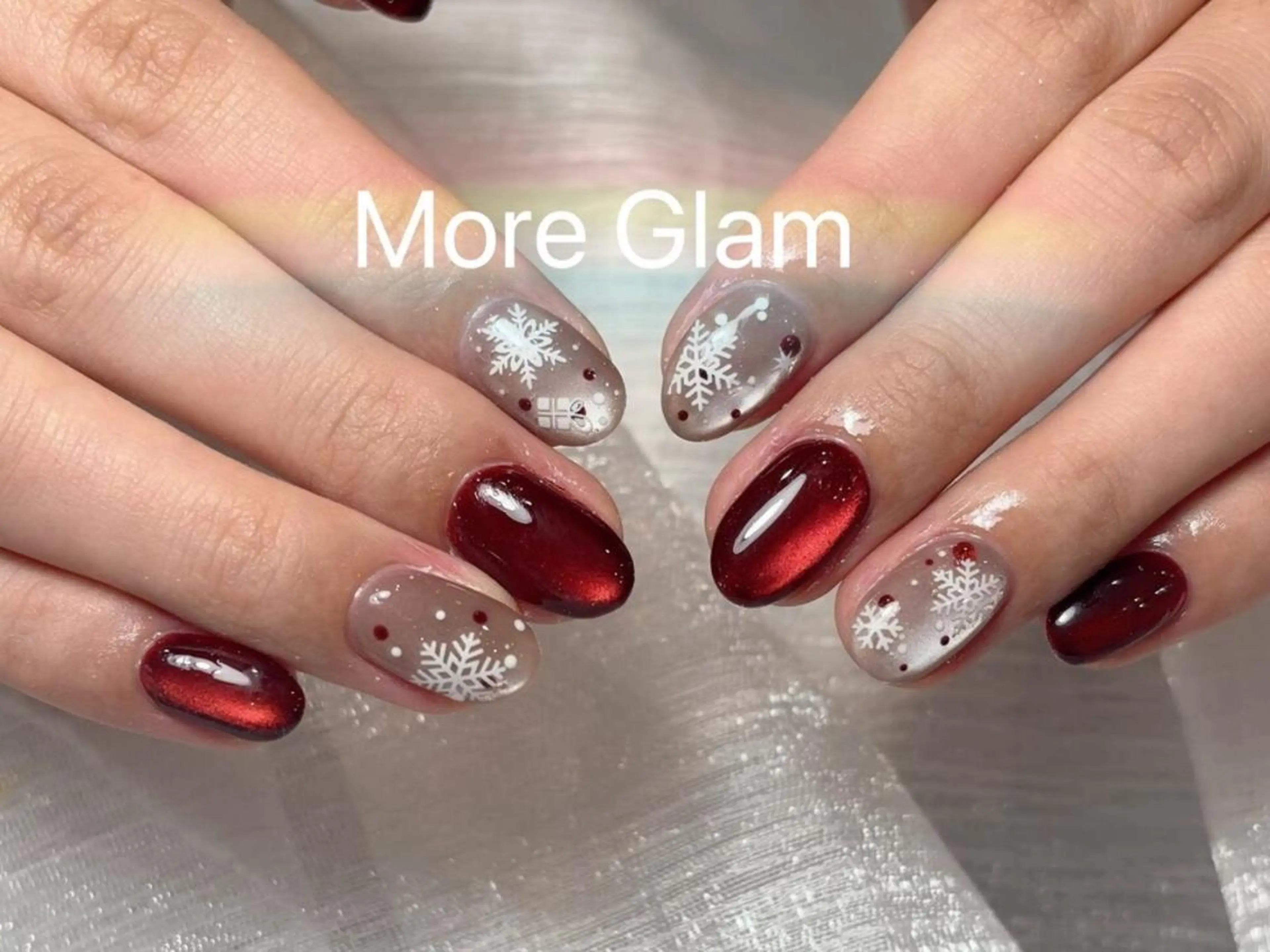 ネイル 長さ出し フットネイル フレンチネイル ジェルネイル ガラスフレンチ MoreGlam ネイルのネイルデザイン