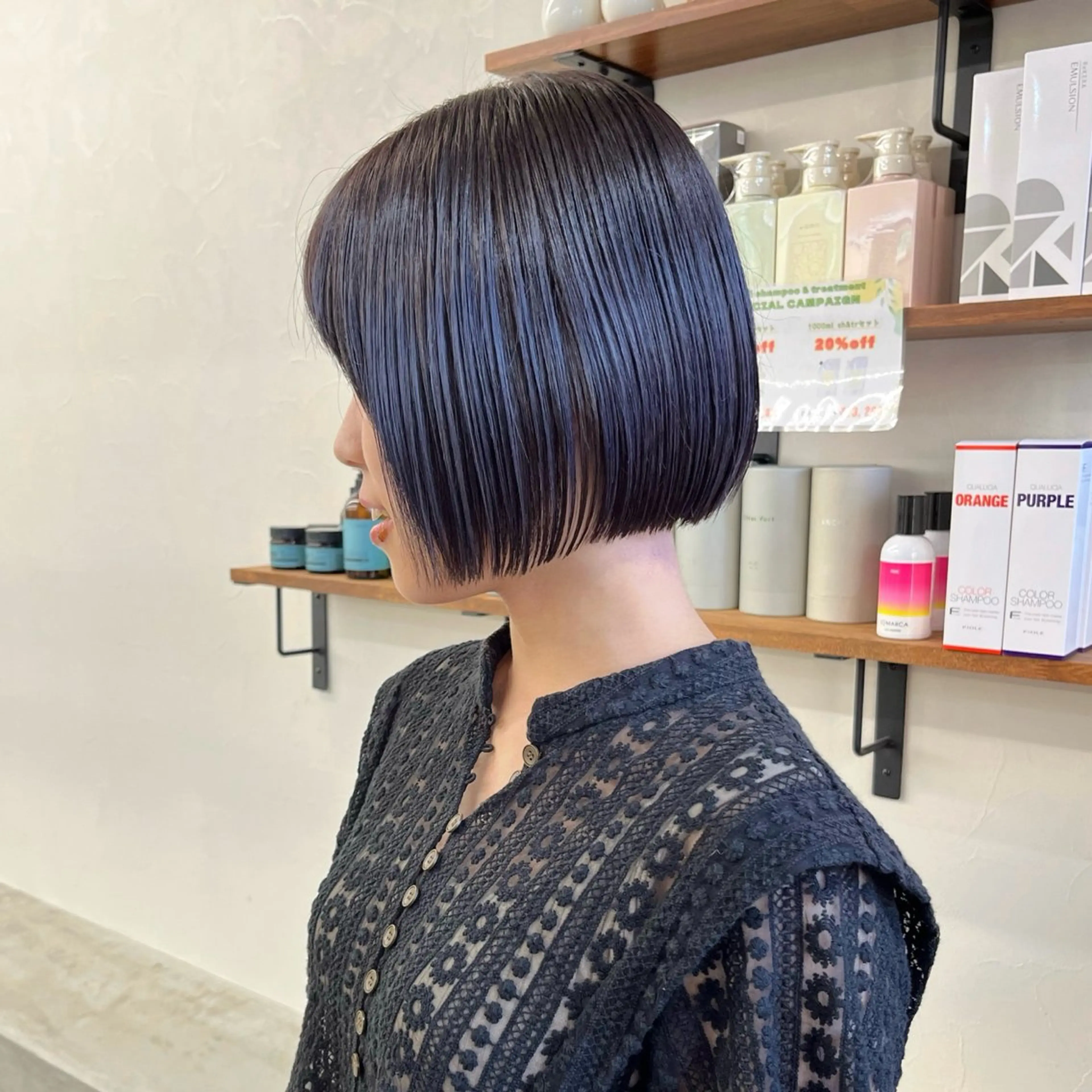 ショート カラー ブリーチ デザインカラー ブリーチなしカラー ボブ 髪質改善 カット ヘアカラー トリートメント 初めてのショート お任せください✂️のヘアスタイル